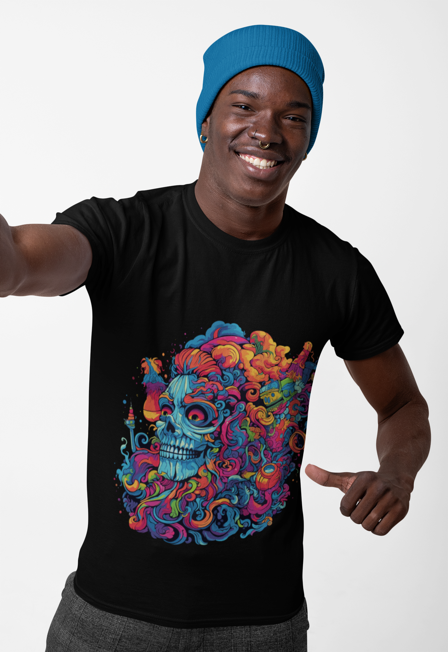 Psychedelic Skull Head Unisex T-Shirt | Skull Rebel Frequency