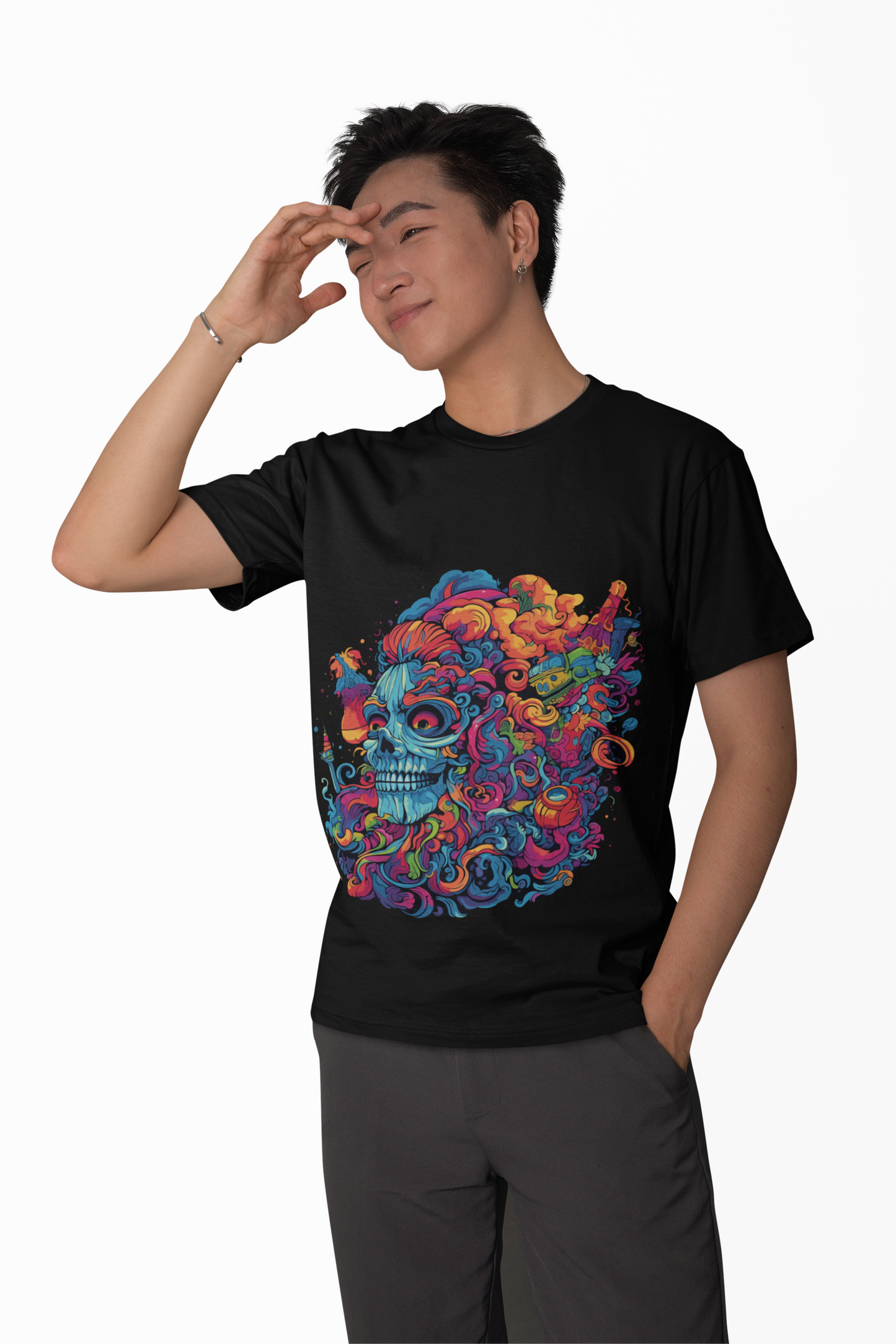 Psychedelic Skull Head Unisex T-Shirt | Skull Rebel Frequency
