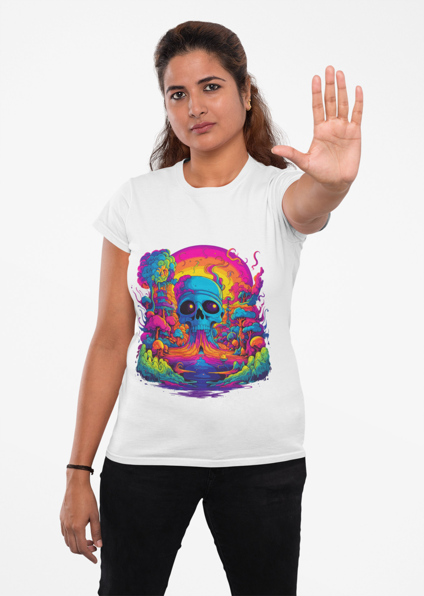 Psychedelic Skull Fantasy Unisex T-Shirt | Skull Rebel Frequency