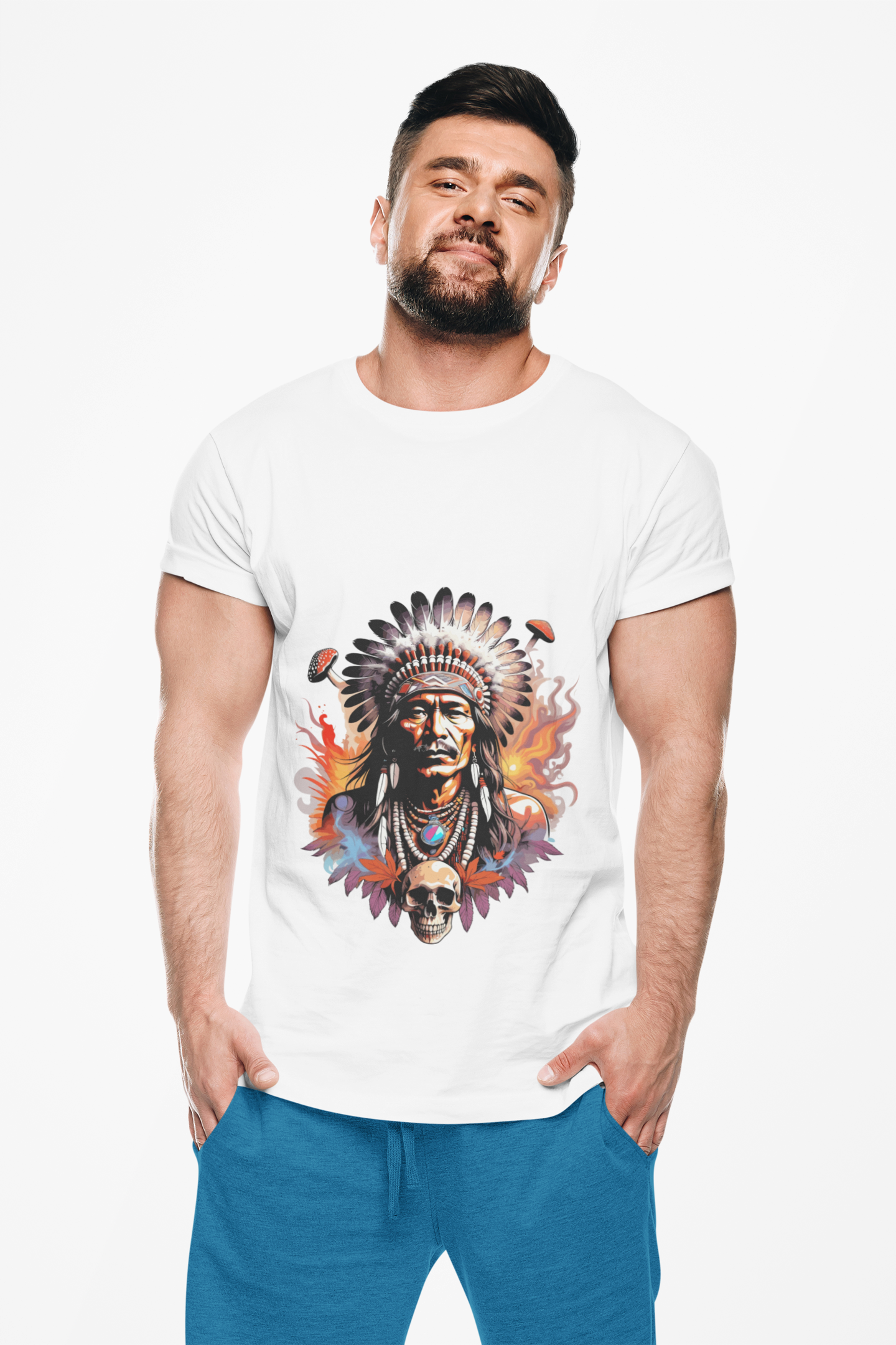 Psychedelic Indigenous Man Unisex T-Shirt | Indigenous Rebel Frequency