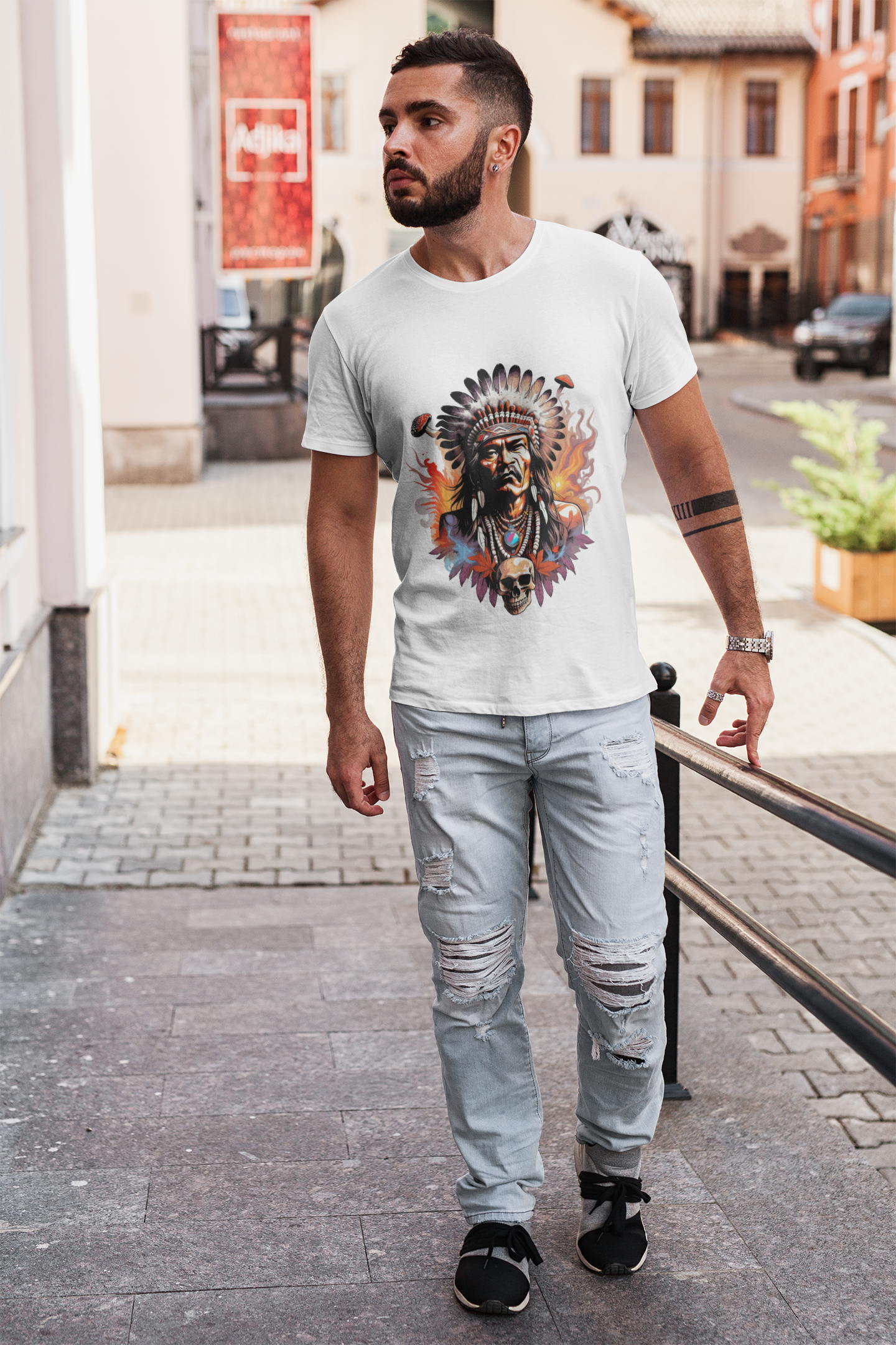 Psychedelic Indigenous Man Unisex T-Shirt | Indigenous Rebel Frequency