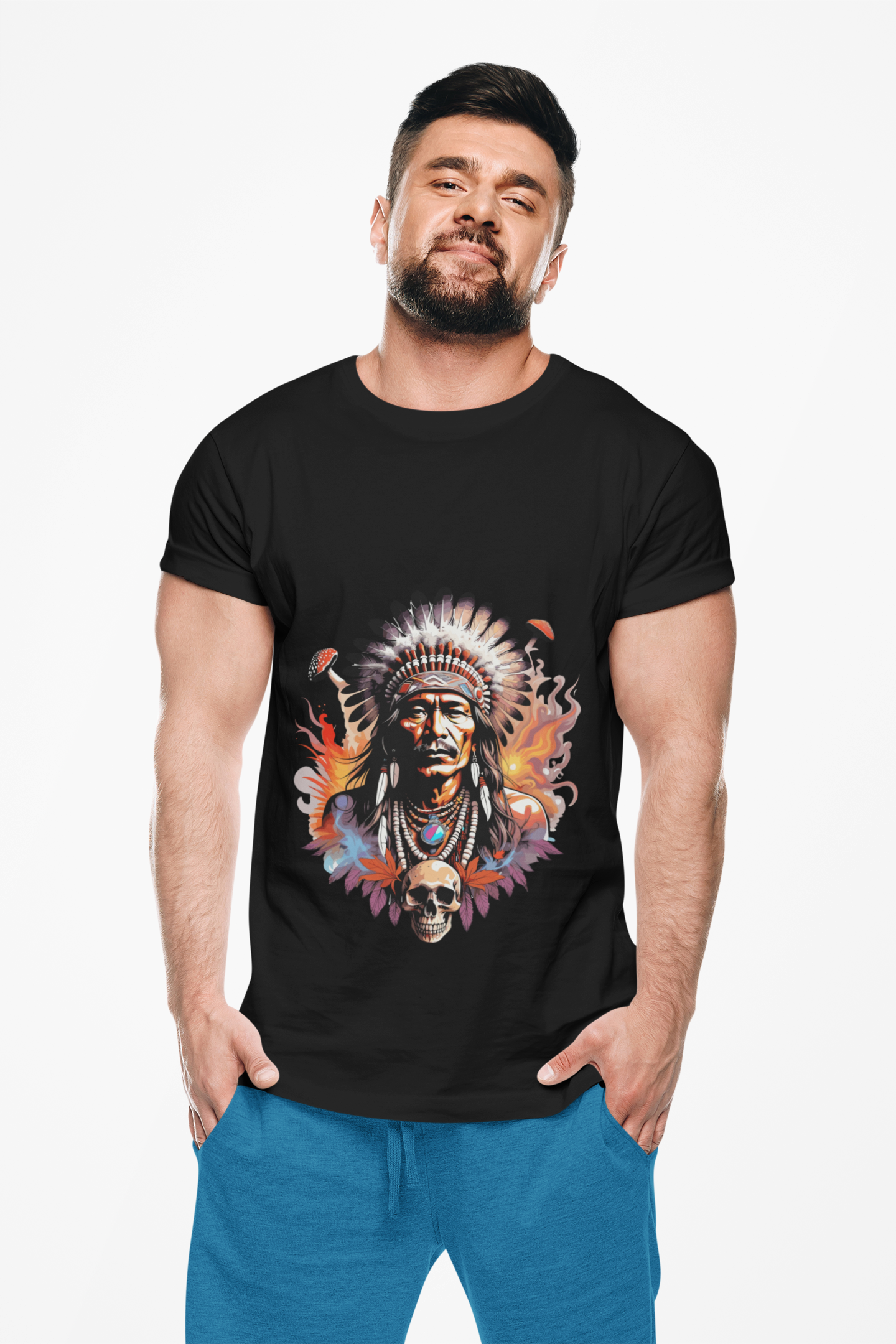Psychedelic Indigenous Man Unisex T-Shirt | Indigenous Rebel Frequency