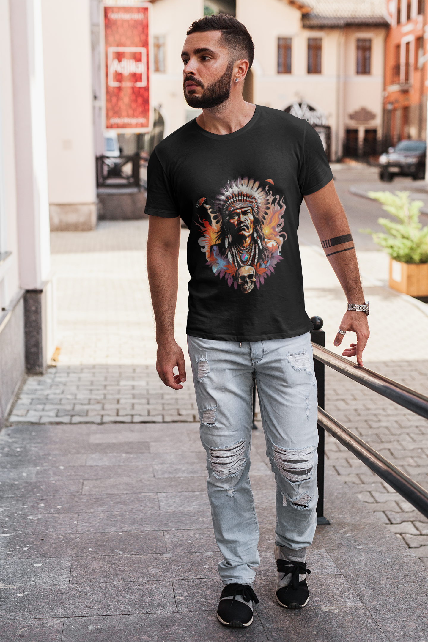 Psychedelic Indigenous Man Unisex T-Shirt | Indigenous Rebel Frequency