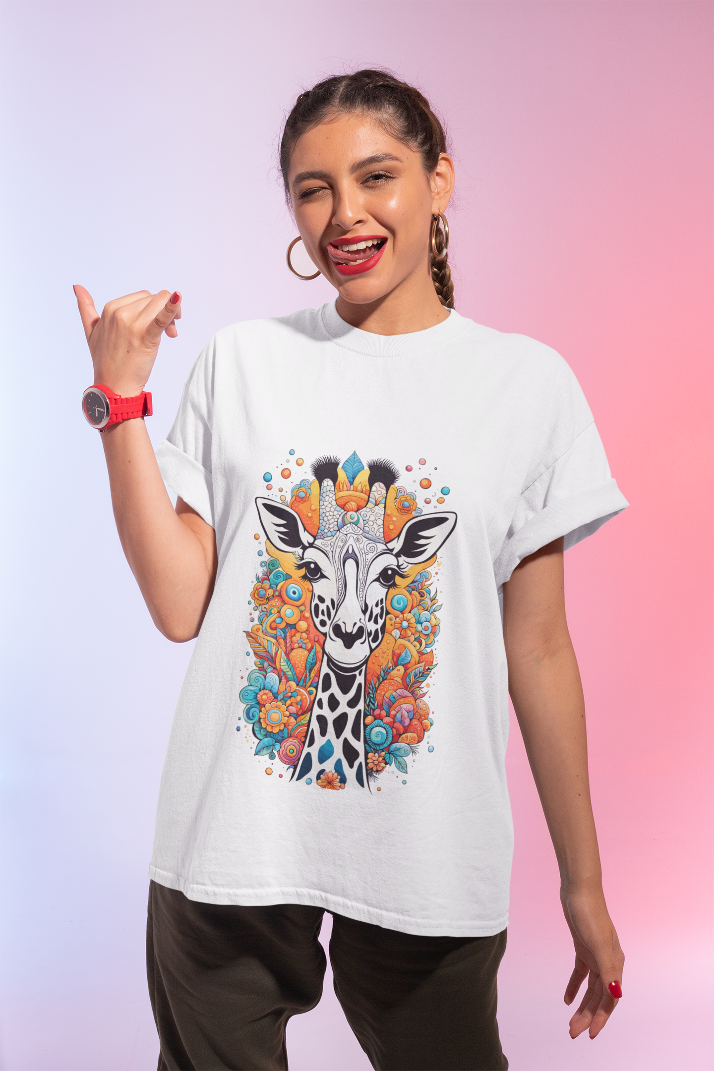 Psychedelic Whimsical Giraffe Unisex T-Shirt | Giraffe Rebel Frequency