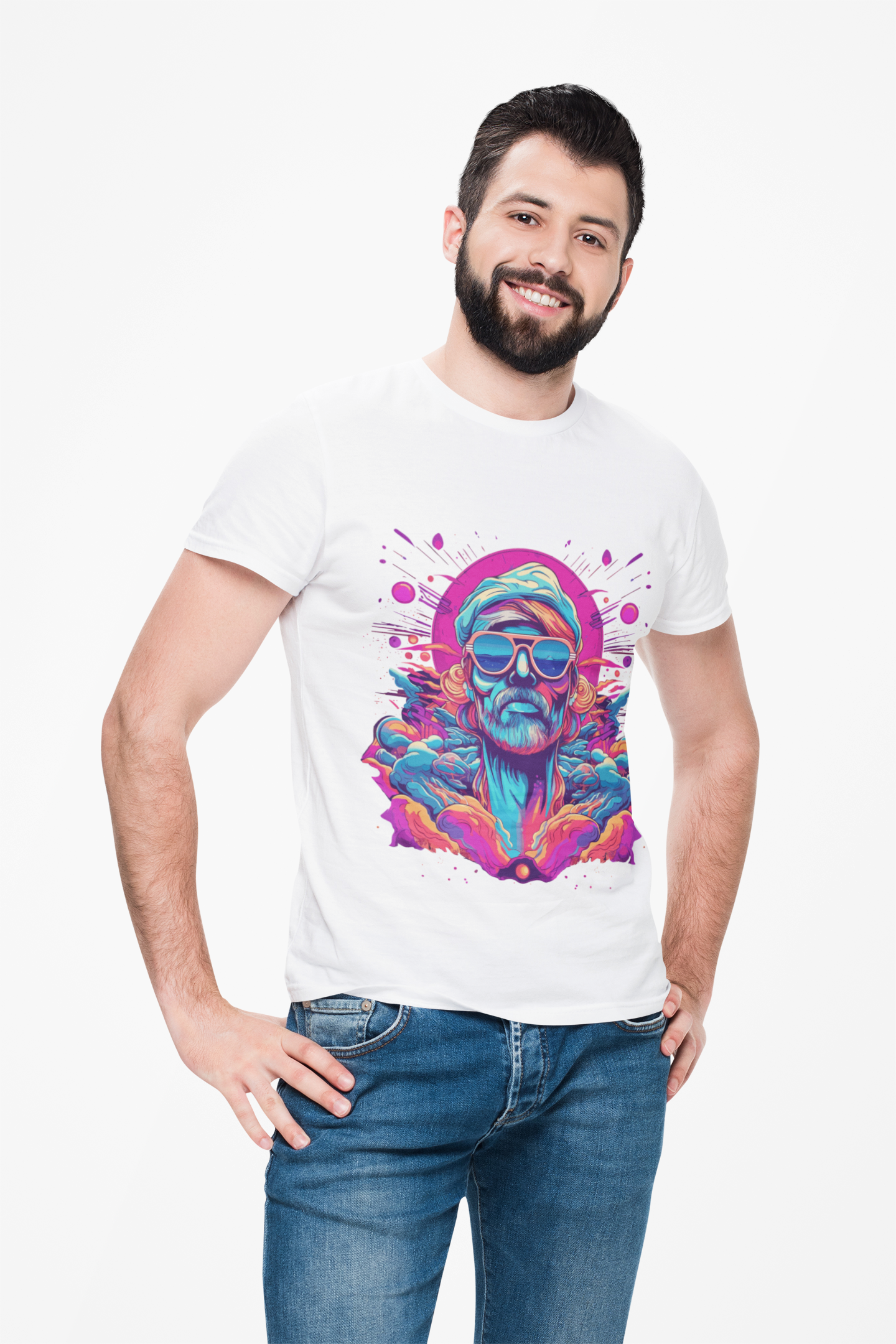 Psychedelic Synthwave Man Unisex T-Shirt | Synthwave Rebel Frequency
