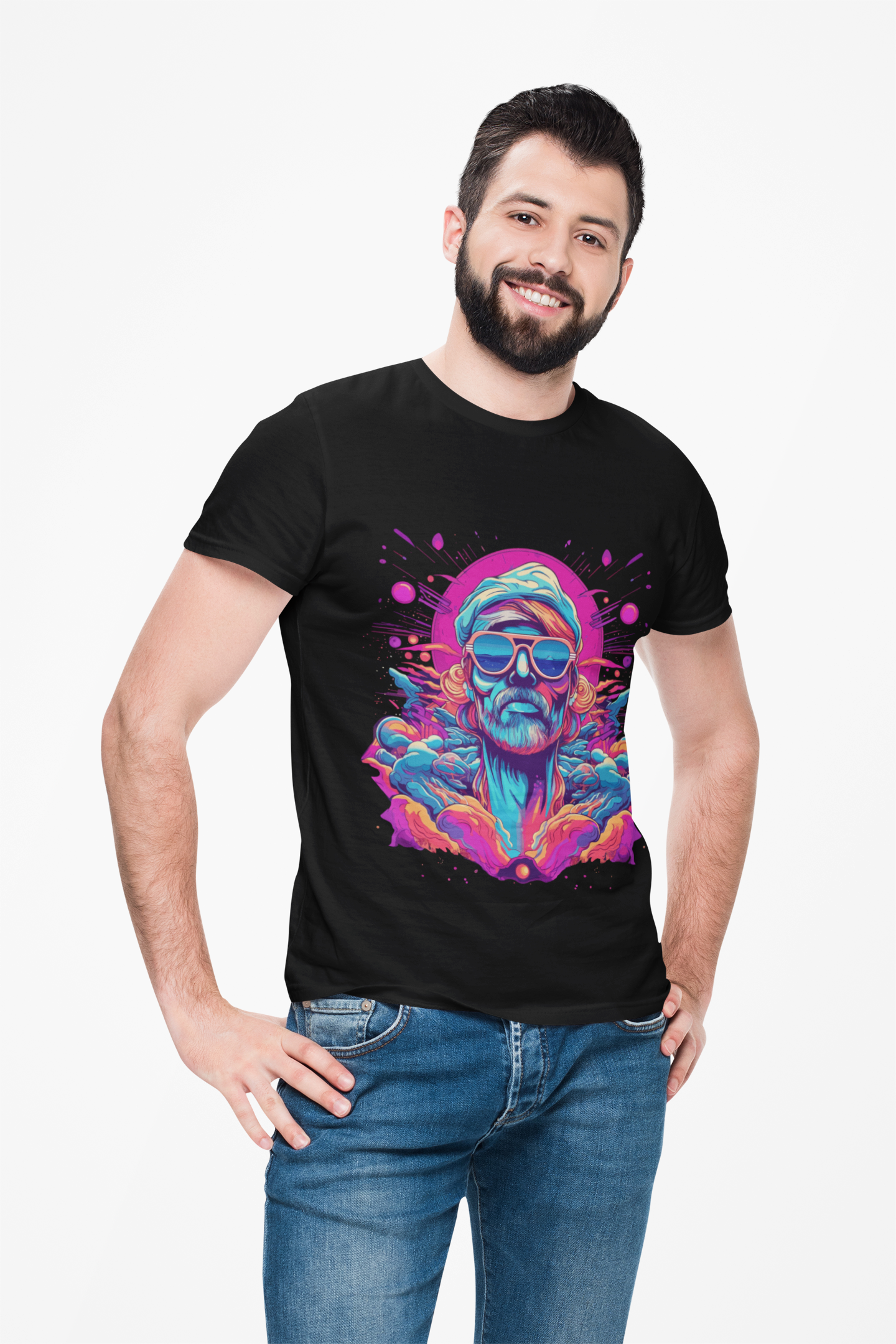 Psychedelic Synthwave Man Unisex T-Shirt | Synthwave Rebel Frequency