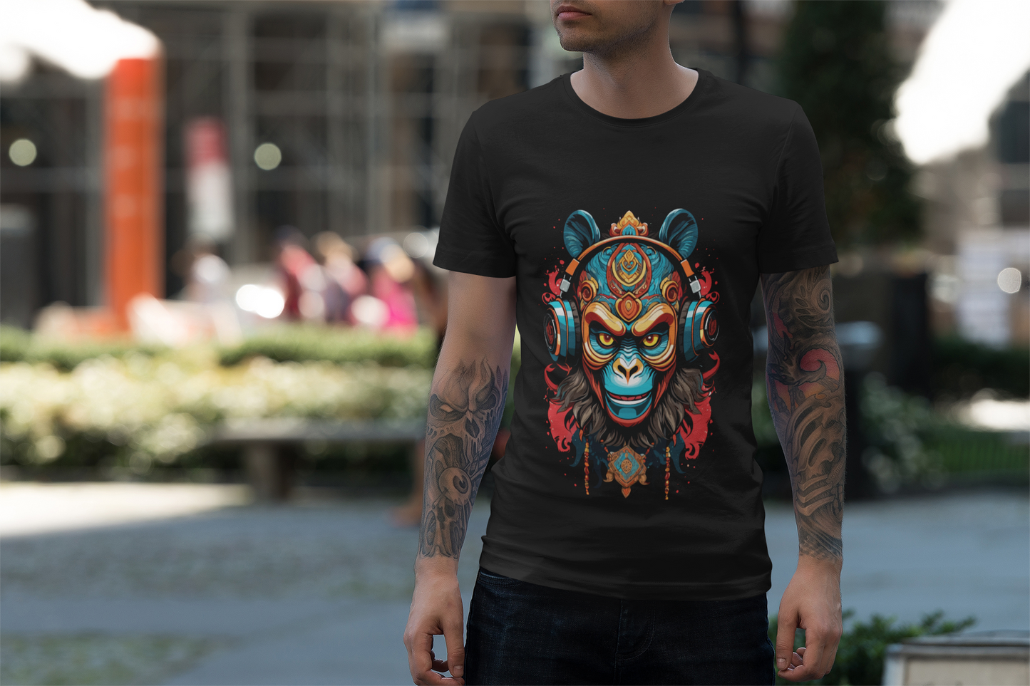 Psychedelic Monkey Headphones Unisex T-Shirt | Monkey Rebel Frequency
