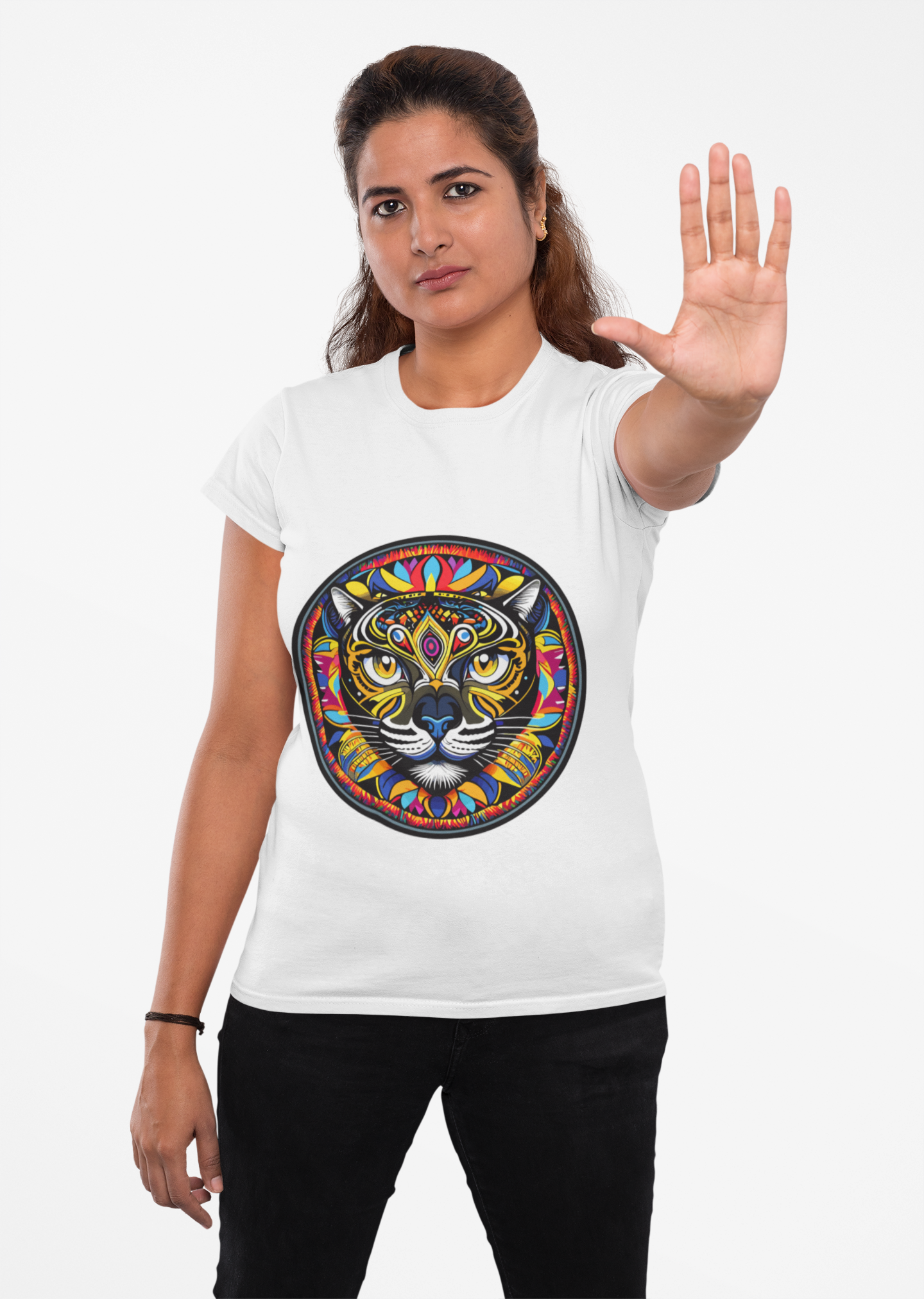 Psychedelic Black Cat Unisex T-Shirt | Cat Rebel Frequency
