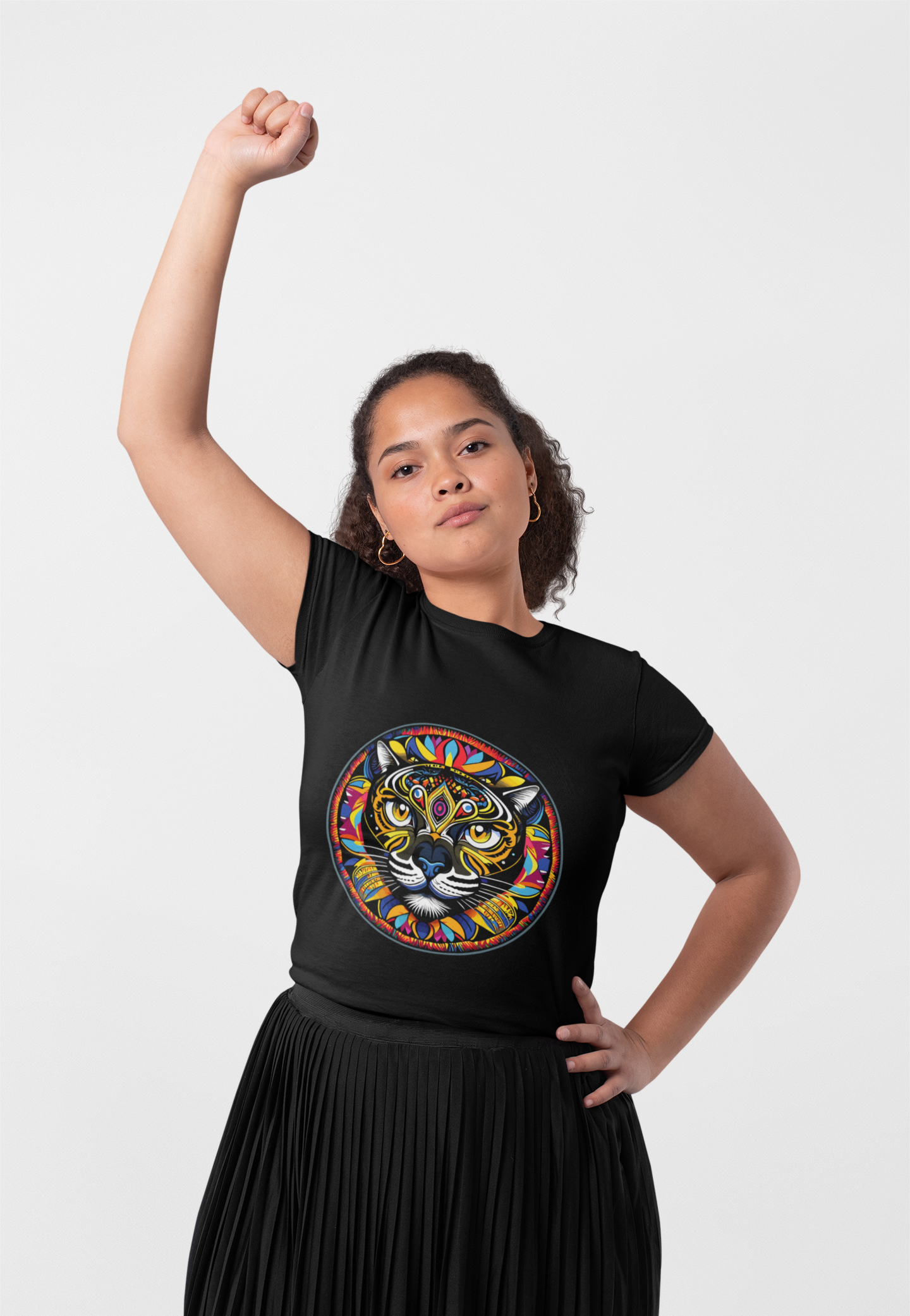 Psychedelic Black Cat Unisex T-Shirt | Cat Rebel Frequency