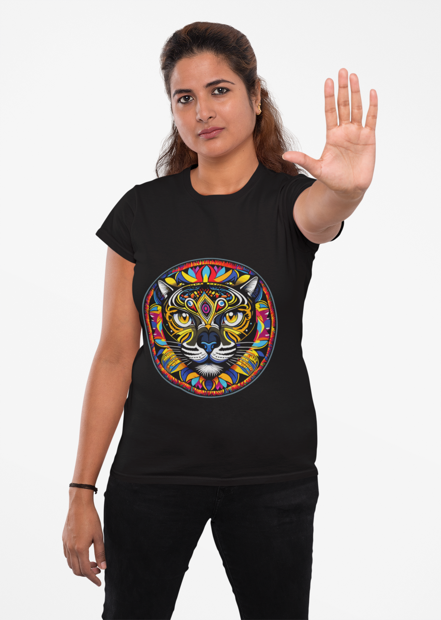 Psychedelic Black Cat Unisex T-Shirt | Cat Rebel Frequency