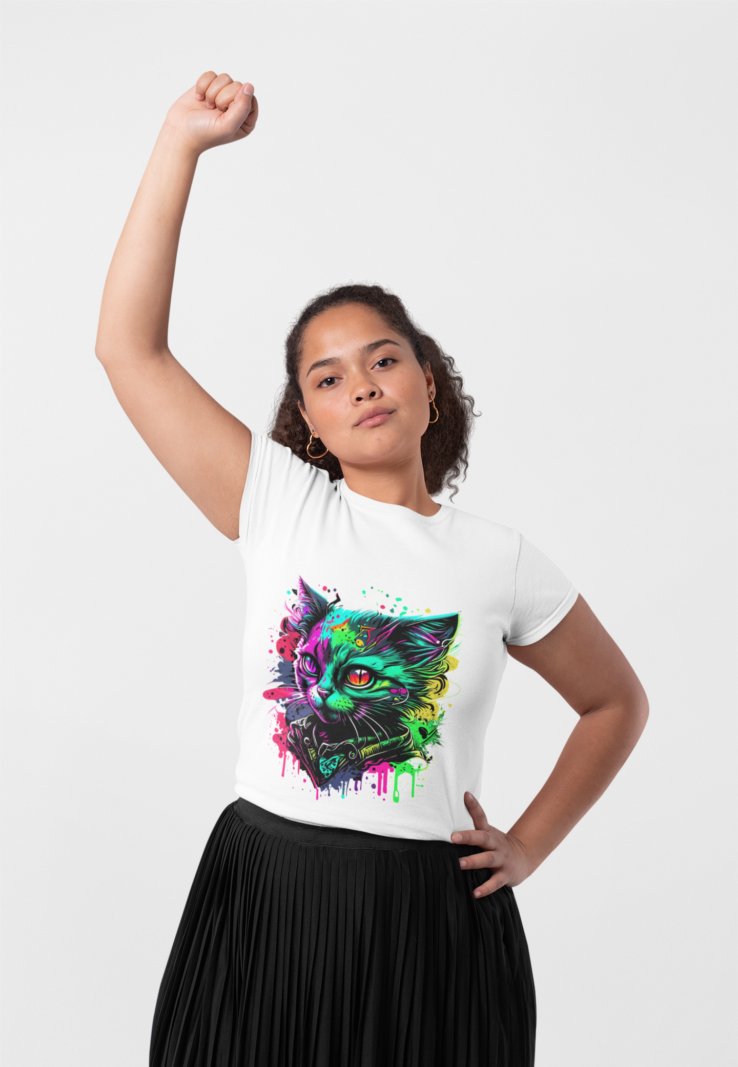 Psychedelic Synthwave Cat Unisex T-Shirt | Cat Rebel Frequency
