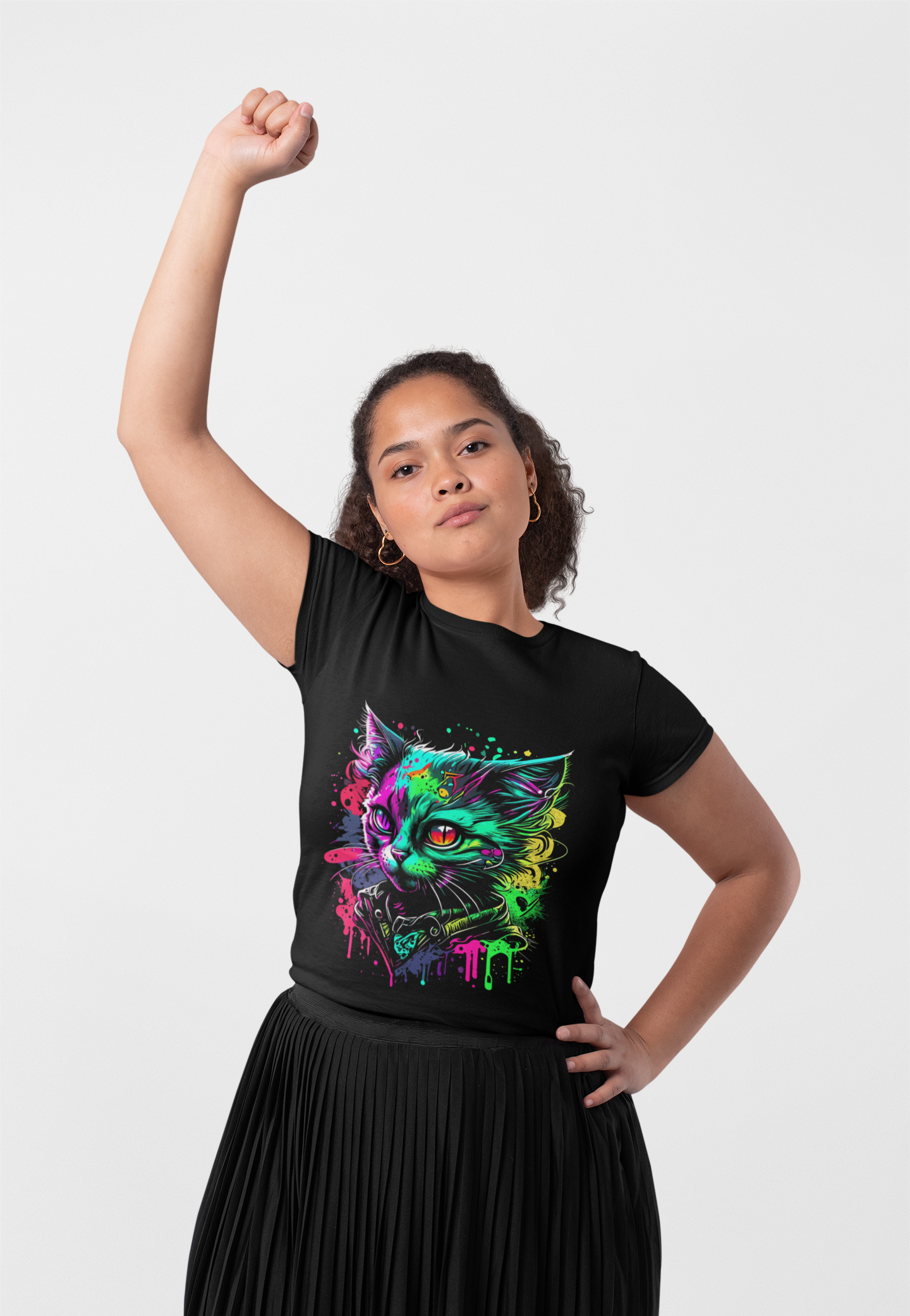 Psychedelic Synthwave Cat Unisex T-Shirt | Cat Rebel Frequency