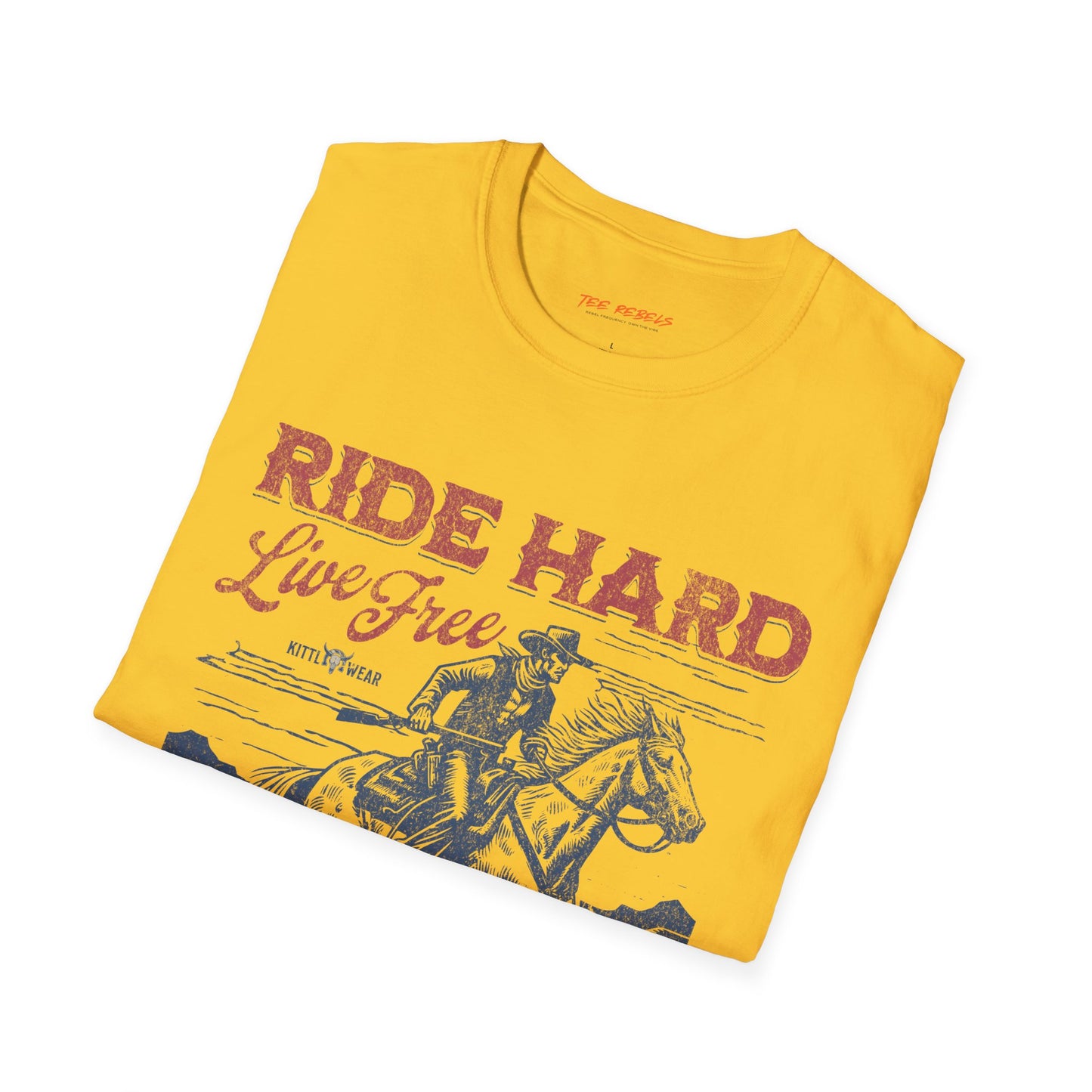 Ride Hard Live Free Unisex Streetwear T-Shirt | American Cowboy Graphic T-Shirt | Cowboy Rebel Frequency