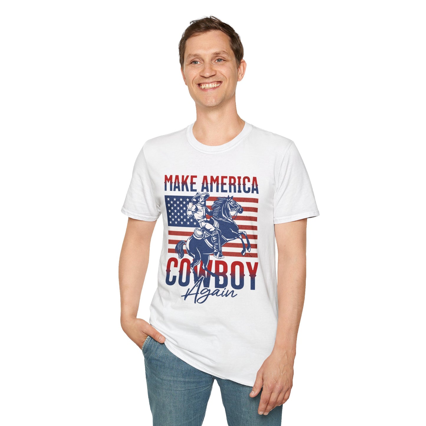 Make America Cowboy Again Unisex Streetwear T-Shirt | American Cowboy Graphic T-Shirt | Cowboy Rebel Frequency