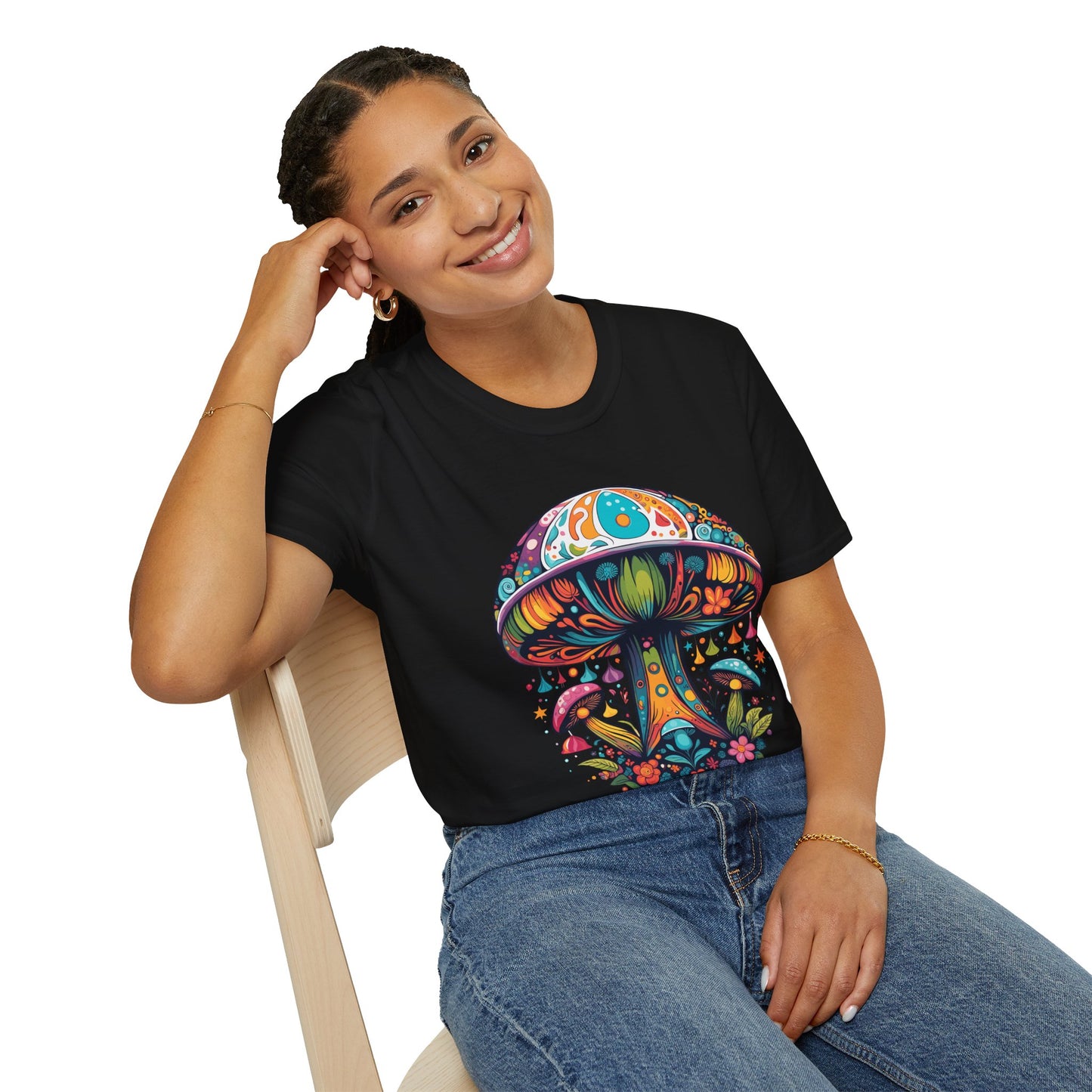 Psychedelic Mushroom Unisex Softstyle T-Shirt | Mush Rebel Frequency