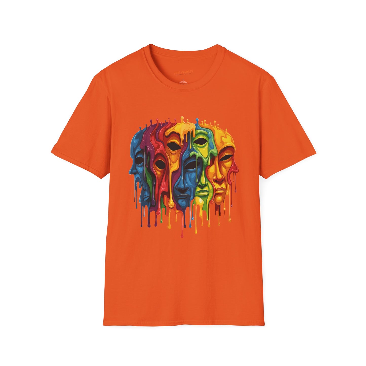 Colorful Artistic Face T-Shirt, Unisex Art Tee, Drippin Faces Art, Molten Faces