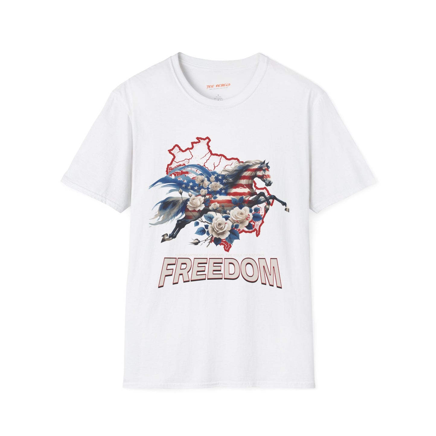 Freedom Horse USA Unisex Streetwear T-Shirt | American Graphic T-Shirt | Freedom Rebel Frequency