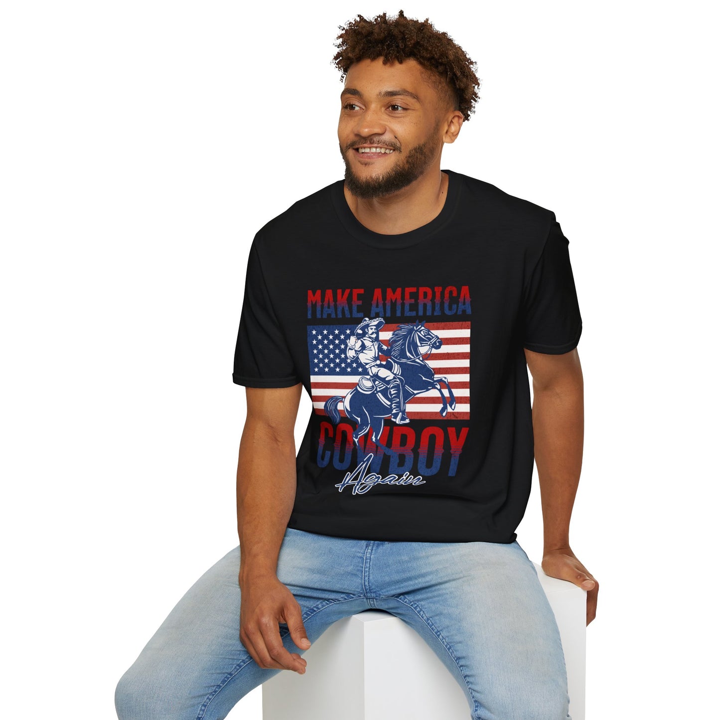Make America Cowboy Again Unisex Streetwear T-Shirt | American Cowboy Graphic T-Shirt | Cowboy Rebel Frequency