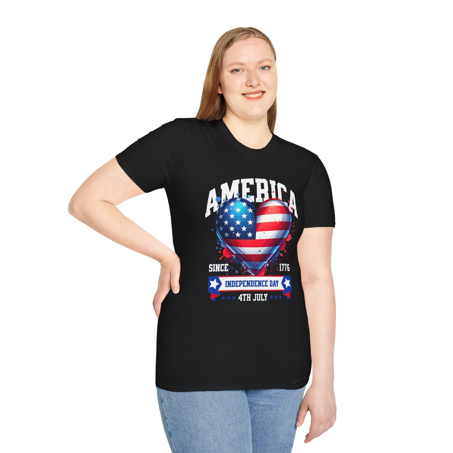 4th of July Heart America Unisex Streetwear T-Shirt | America Graphic T-Shirt | America Rebel Frequency