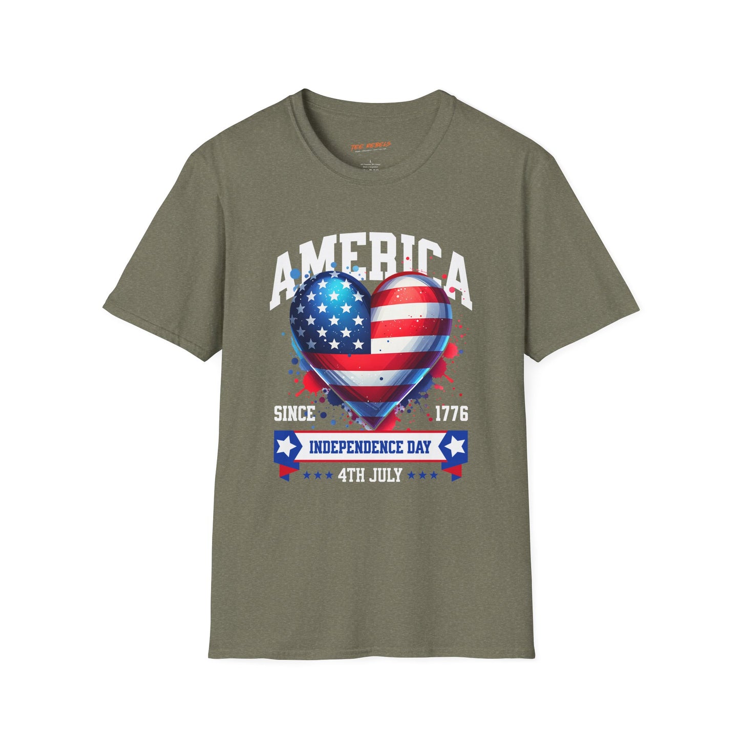 4th of July Heart America Unisex Streetwear T-Shirt | America Graphic T-Shirt | America Rebel Frequency