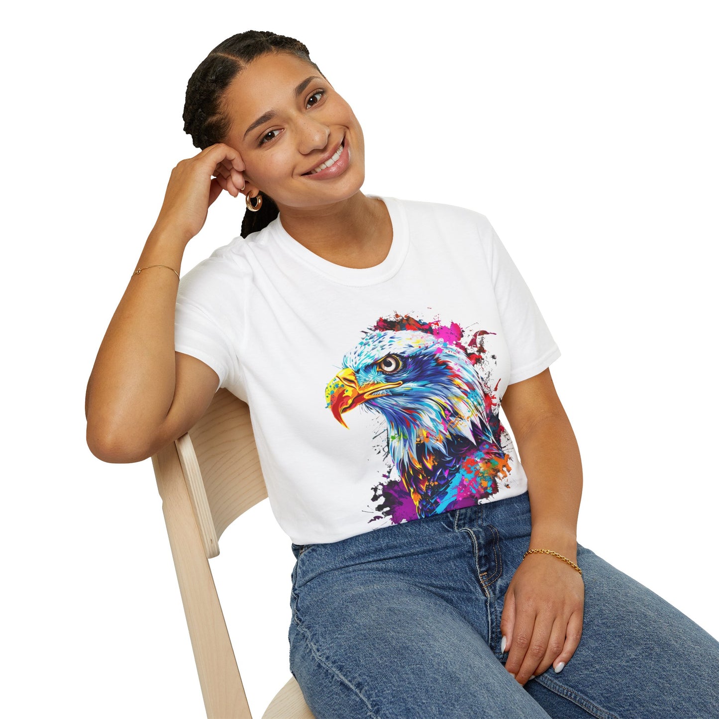 Vibrant Eagle Graphic Tee Unisex Softstyle T-Shirt | Eagle Rebel Frequency