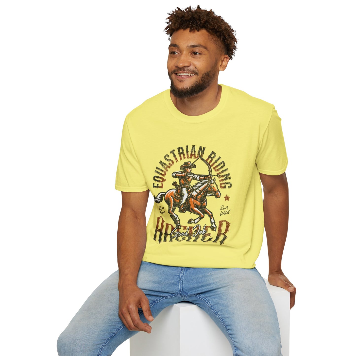 Equestrian Riding Good Job Archer Unisex Streetwear T-Shirt | American Cowboy Graphic T-Shirt | Equestrian Rebel Frequency
