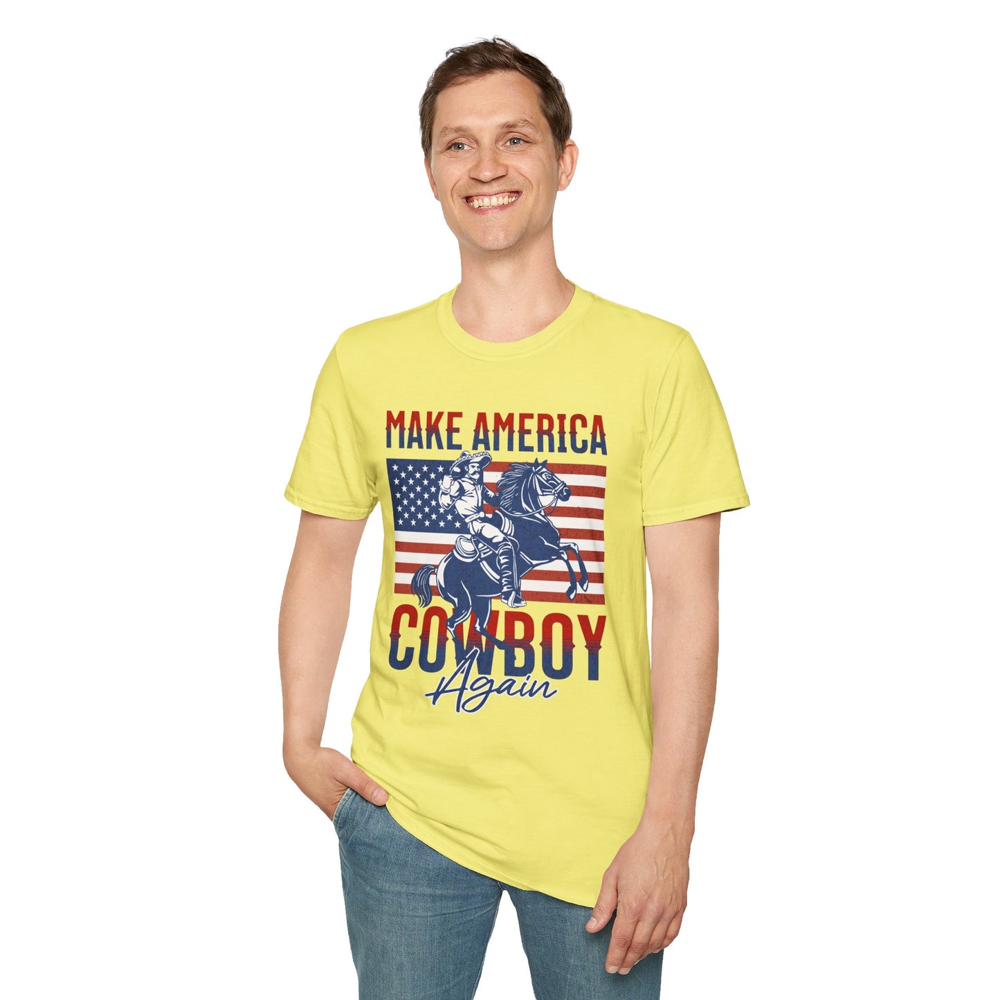 Make America Cowboy Again Unisex Streetwear T-Shirt | American Cowboy Graphic T-Shirt | Cowboy Rebel Frequency