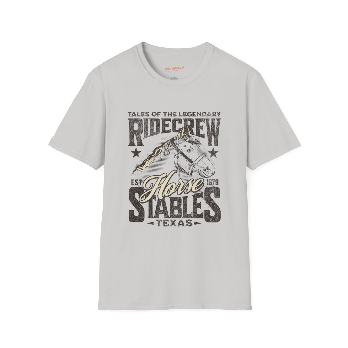 Ridecrew Stables Texas Unisex Streetwear T-Shirt | Horse Graphic T-Shirt | Horse Rebel Frequency