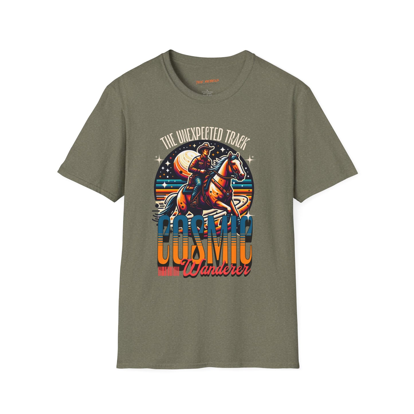 Cosmic Wanderer Unisex Streetwear T-Shirt | Cosmic Western Graphic T-Shirt | Wanderer Rebel Frequency