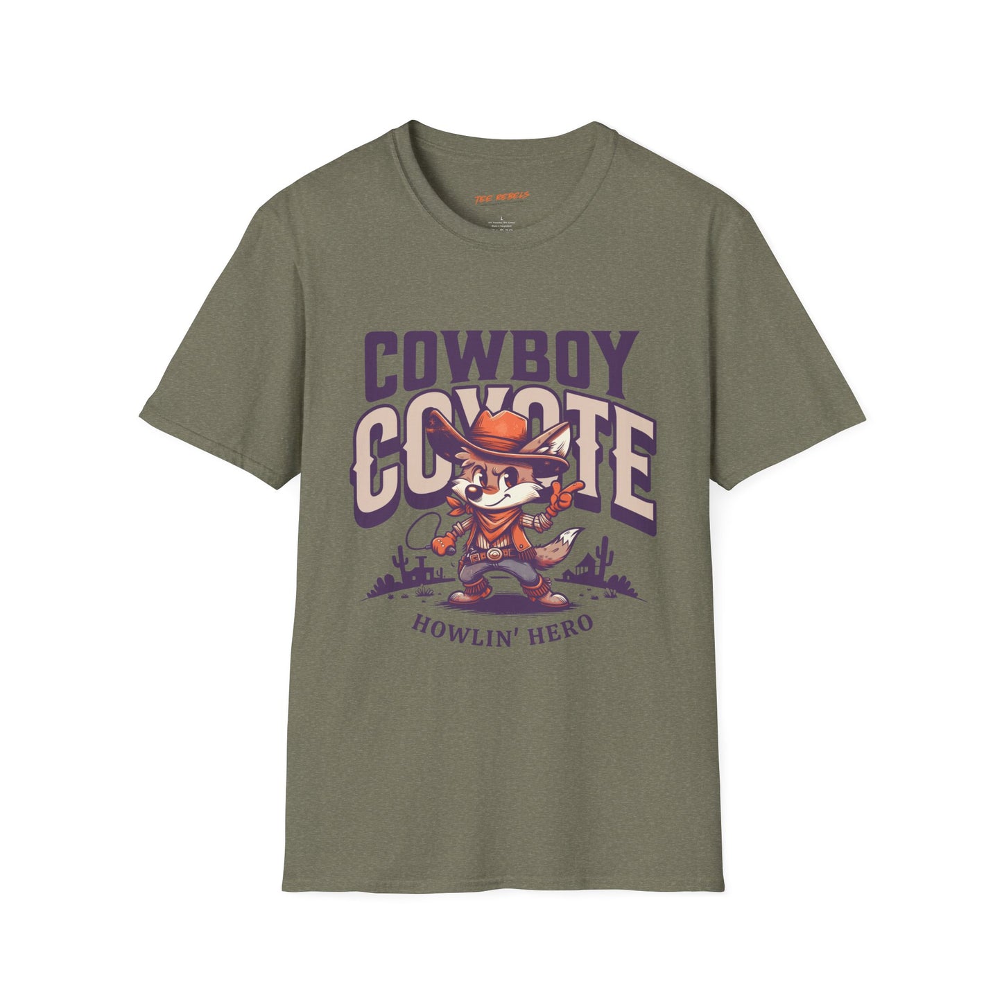 Cowboy Coyote Unisex Streetwear T-Shirt | Cowboy Graphic T-Shirt | Coyote Rebel Frequency