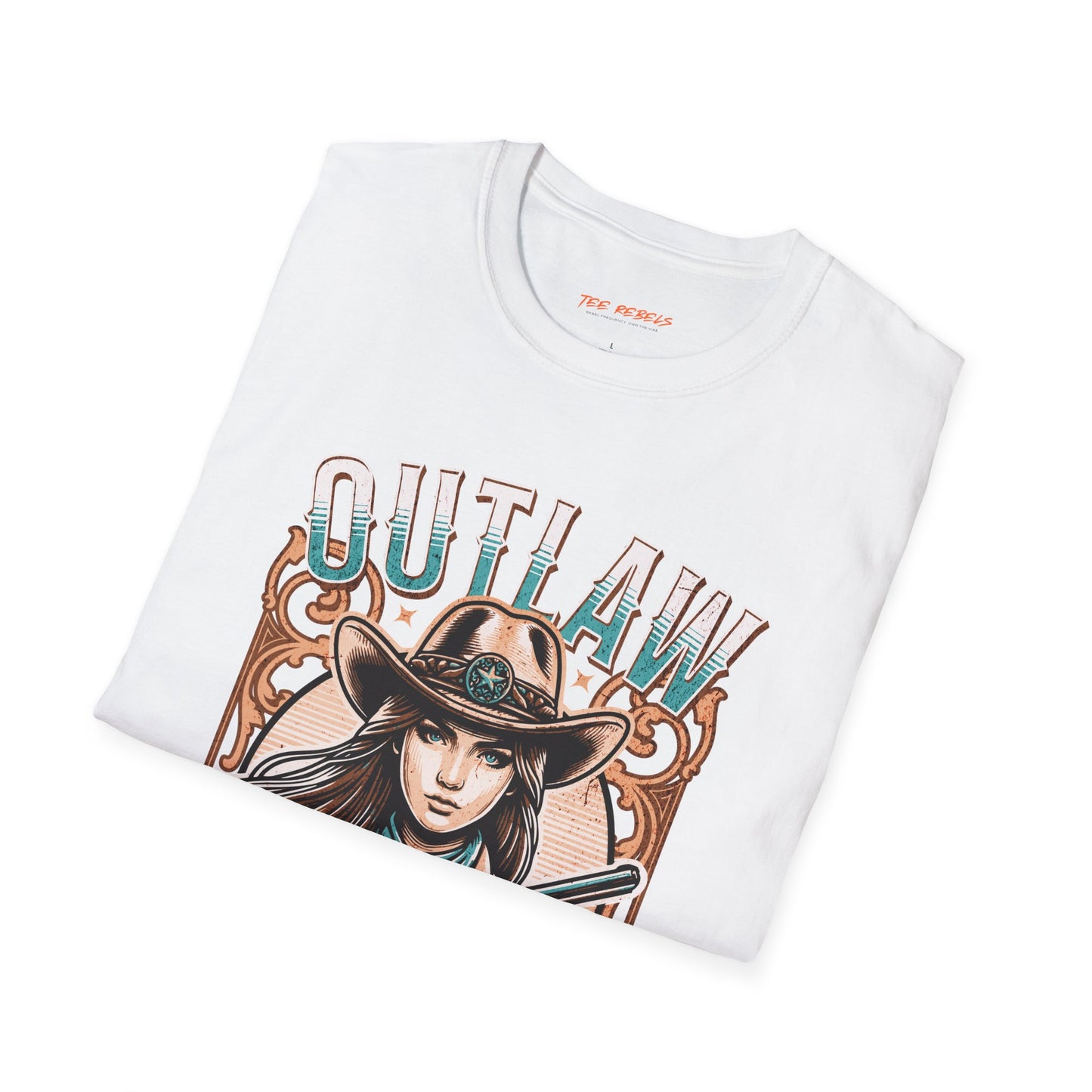 Outlaw Cowgirl Unisex Streetwear T-Shirt | Wild West Graphic T-Shirt | Western Graphic T-Shirt | Cowgirl Rebel Frequency
