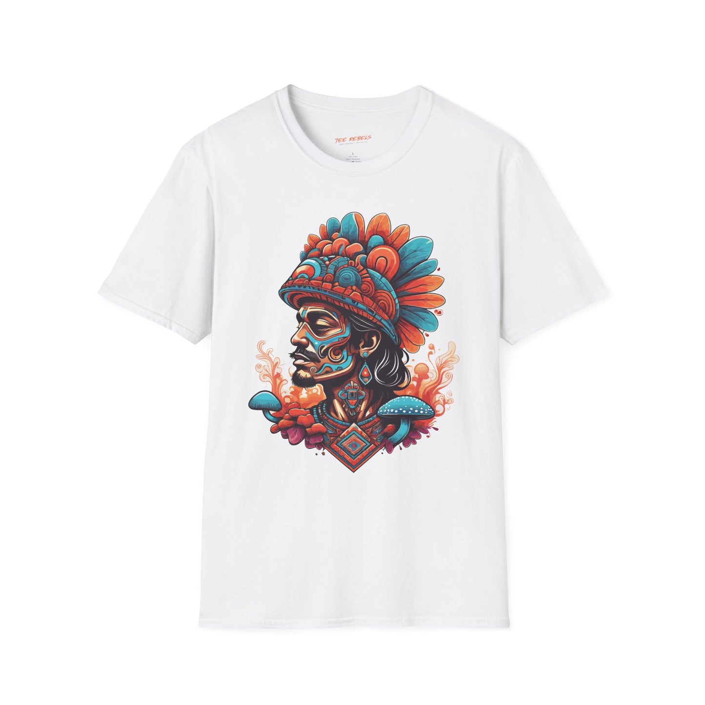 Psychedelic Indigenous Man Unisex Softstyle T-Shirt | Indigenous Rebel Frequency