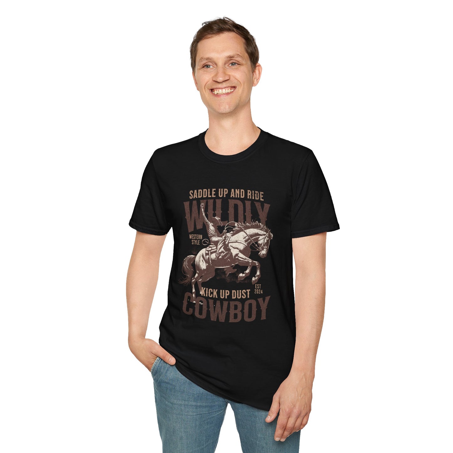Wildly Cowboy Unisex Streetwear T-Shirt | American Western Graphic T-Shirt | Cowboy Rebel Frequency