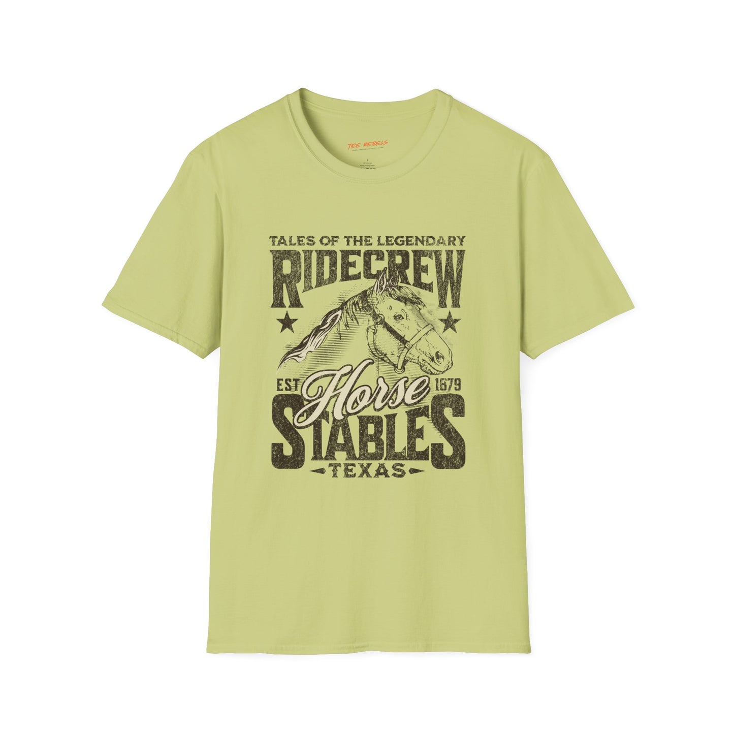 Ridecrew Stables Texas Unisex Streetwear T-Shirt | Horse Graphic T-Shirt | Horse Rebel Frequency