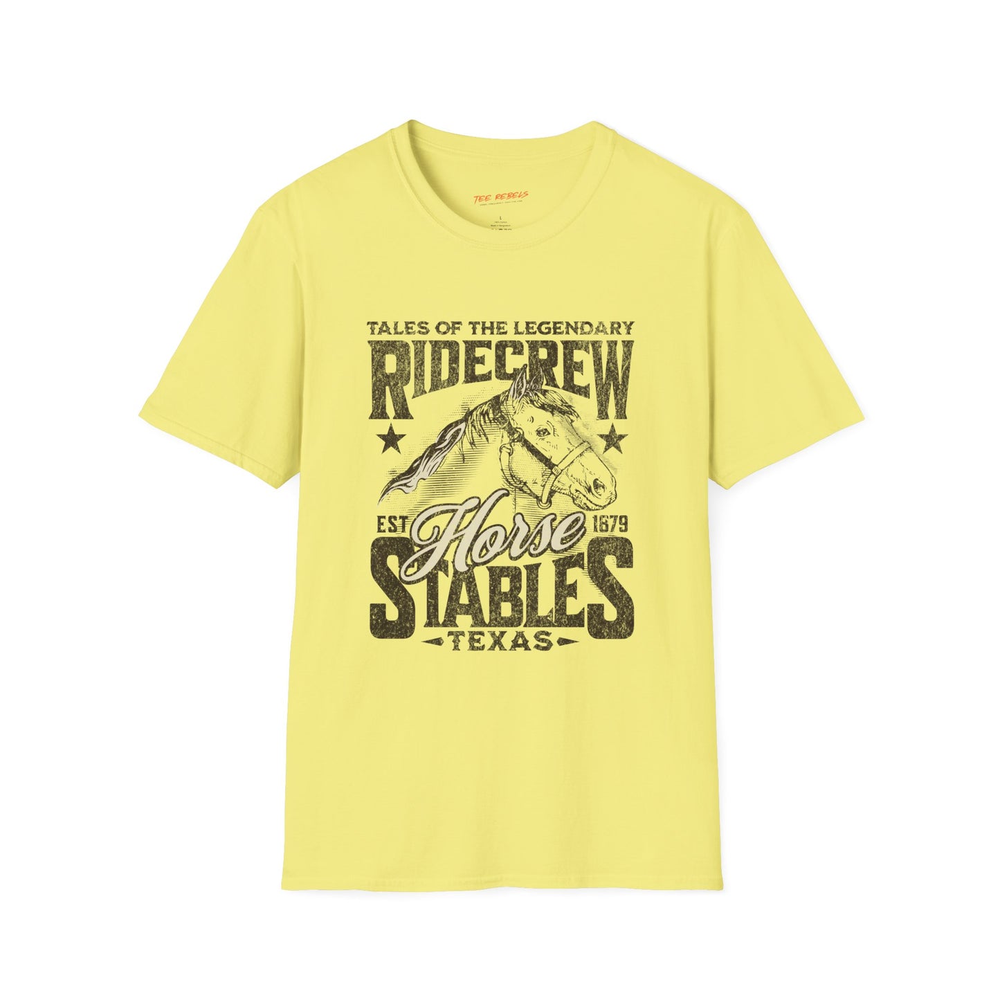Ridecrew Stables Texas Unisex Streetwear T-Shirt | Horse Graphic T-Shirt | Horse Rebel Frequency