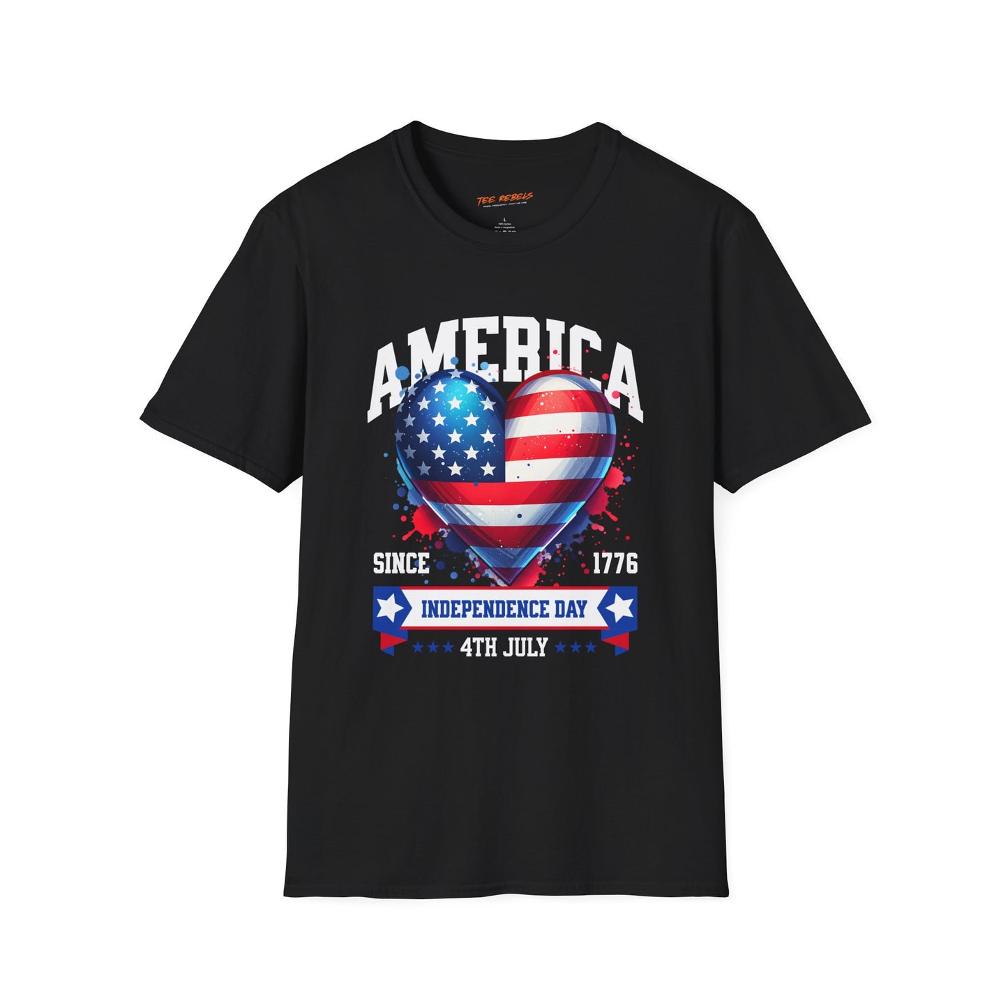 4th of July Heart America Unisex Streetwear T-Shirt | America Graphic T-Shirt | America Rebel Frequency