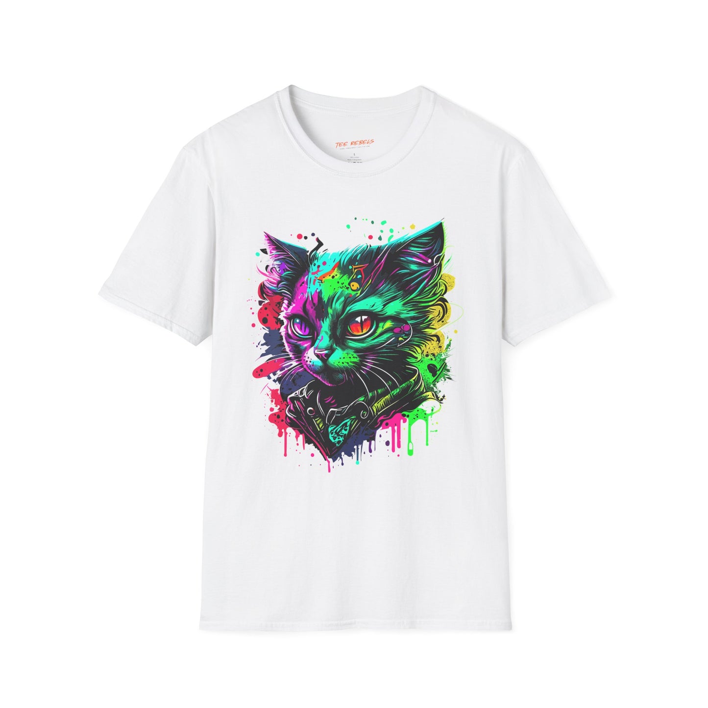 Psychedelic Synthwave Cat Unisex T-Shirt | Cat Rebel Frequency