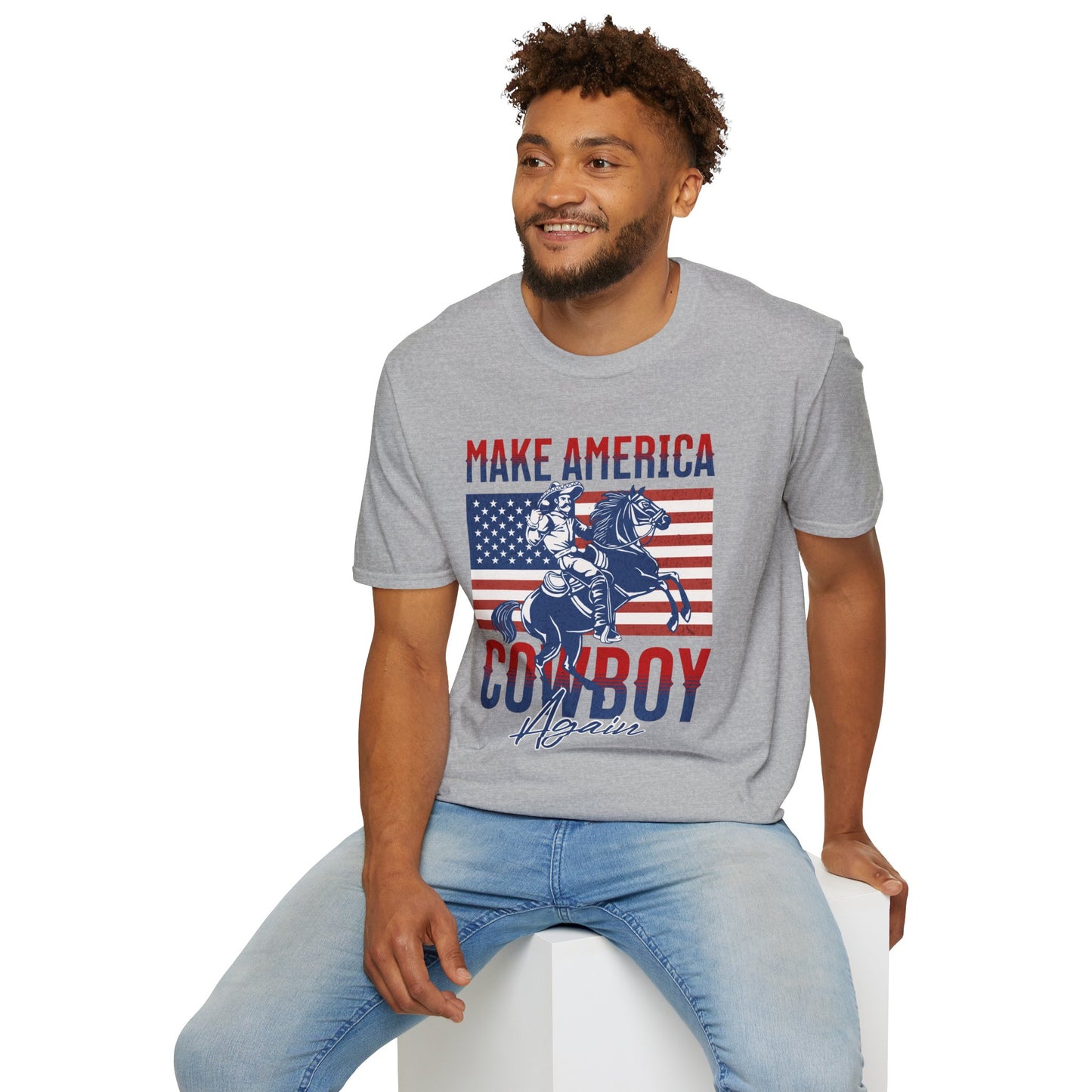 Make America Cowboy Again Unisex Streetwear T-Shirt | American Cowboy Graphic T-Shirt | Cowboy Rebel Frequency