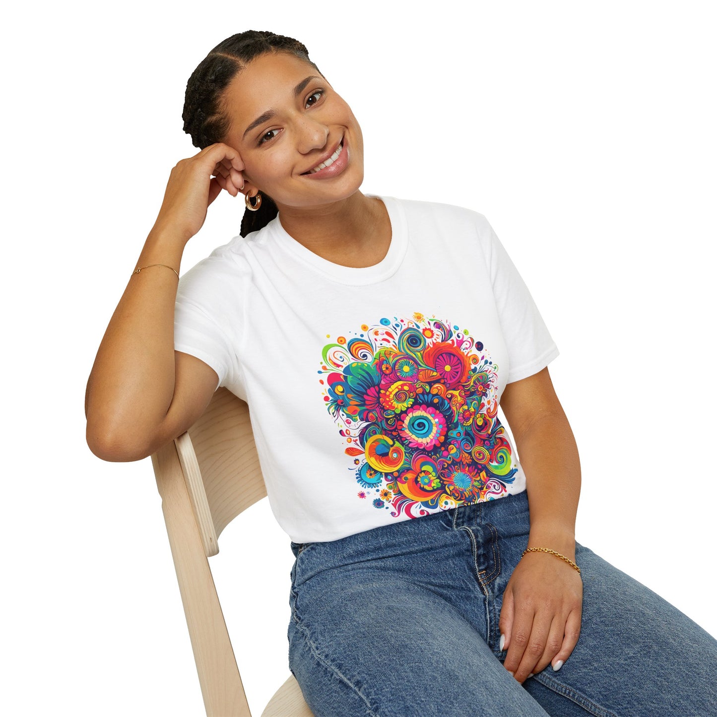 Psychedelic Swirl Unisex Softstyle T-Shirt | Swirl Rebel Frequency