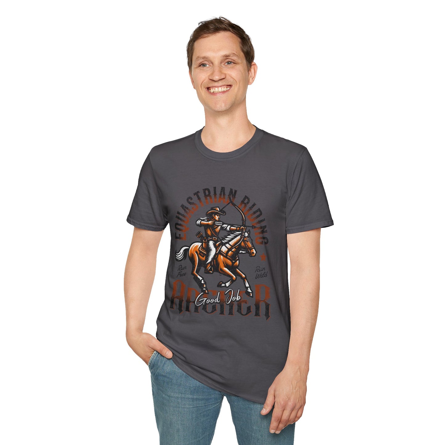 Equestrian Riding Good Job Archer Unisex Streetwear T-Shirt | American Cowboy Graphic T-Shirt | Equestrian Rebel Frequency
