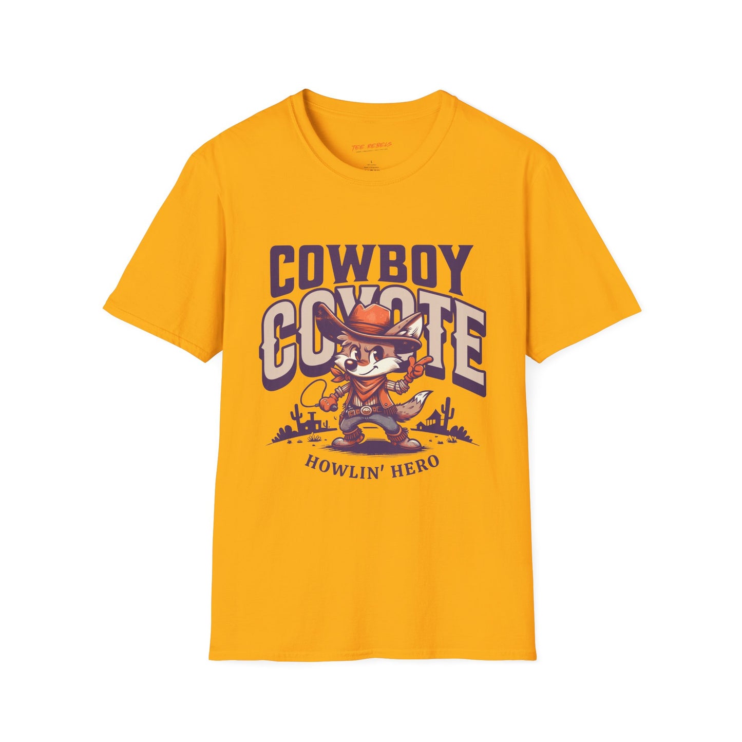 Cowboy Coyote Unisex Streetwear T-Shirt | Cowboy Graphic T-Shirt | Coyote Rebel Frequency