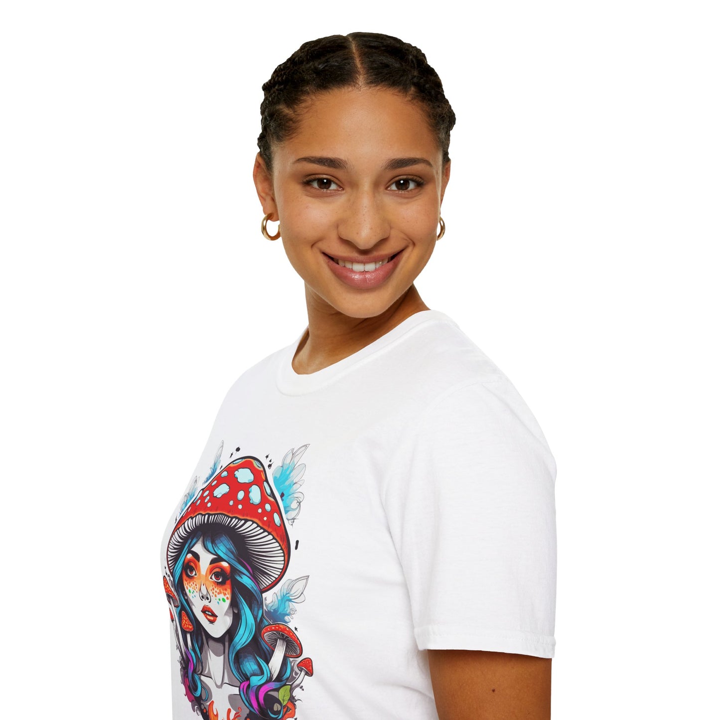Fantasy Mushroom Lady Unisex Softstyle Tee | Mush Rebel Frequency