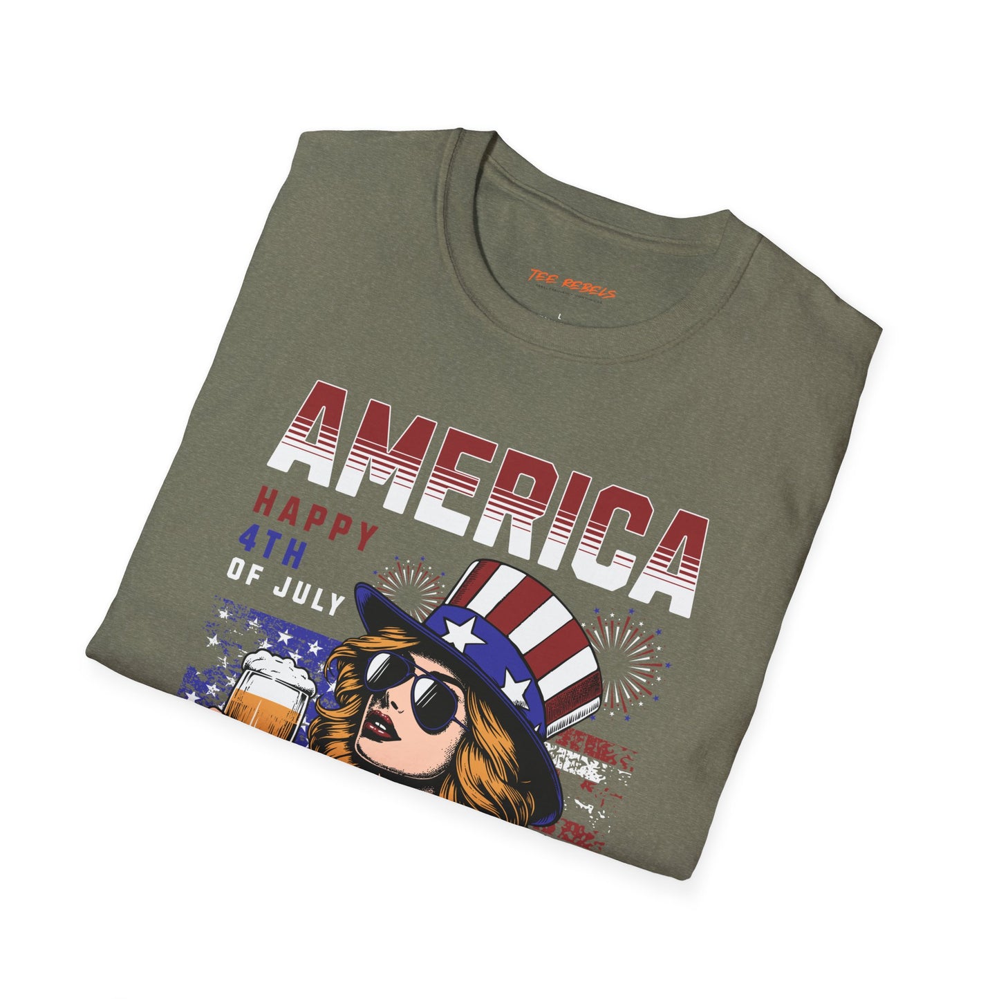 American Blonde Lady Independence Day Unisex Streetwear T-Shirt | America Graphic T-Shirt | Lady Rebel Frequency