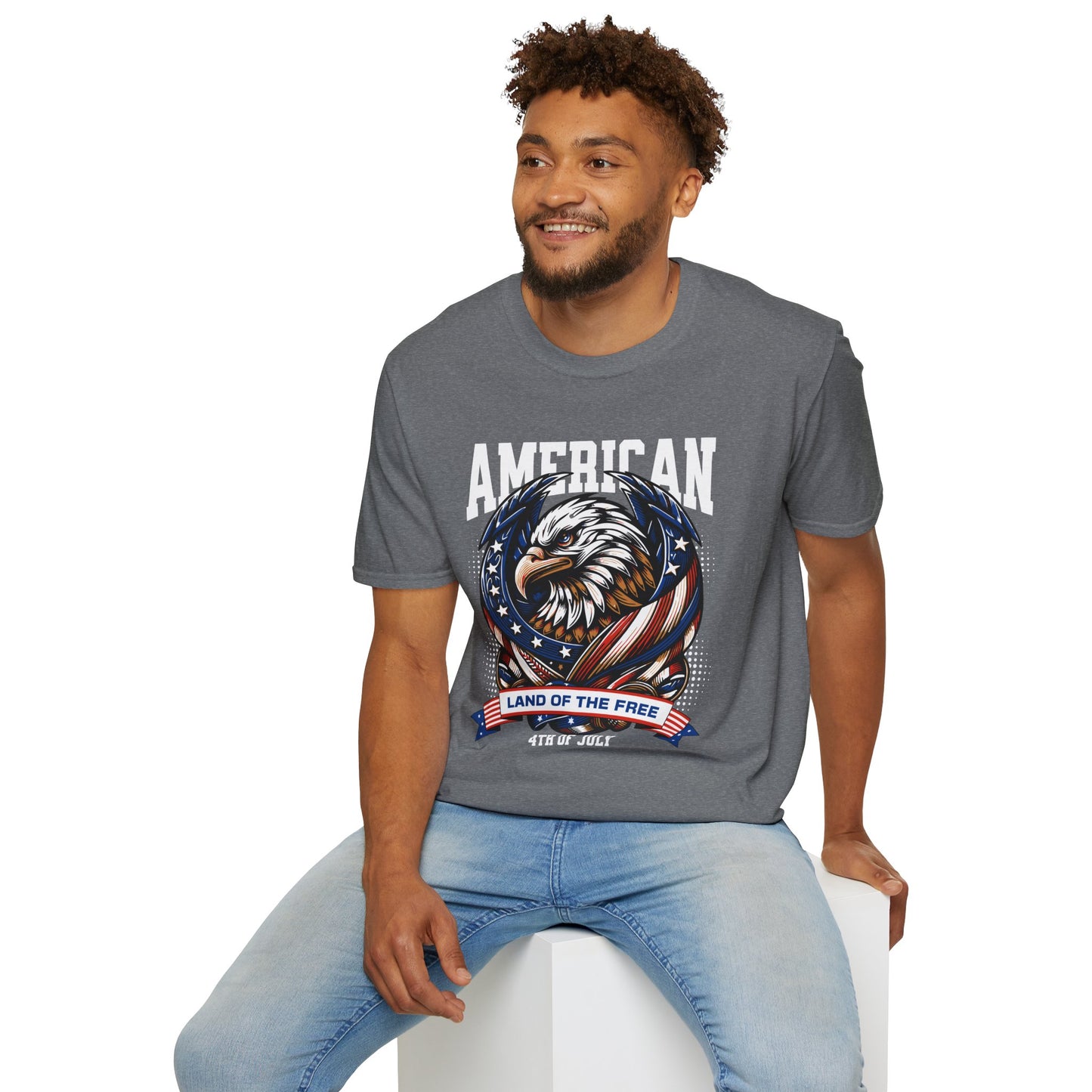 American Eagle, Land of the Free. 4th of July Unisex Streetwear T-Shirt | Eagle Rebel Frequency