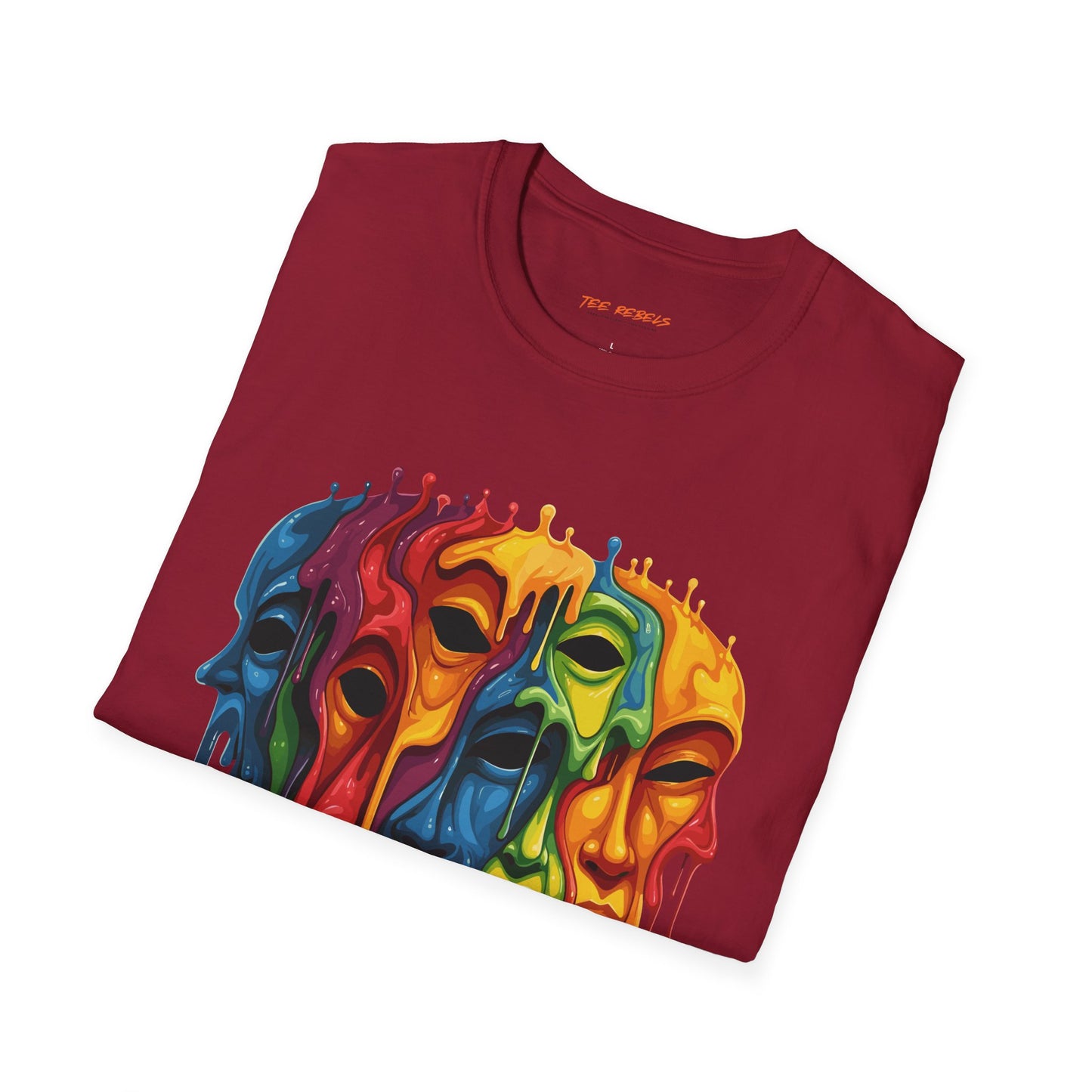 Colorful Artistic Face T-Shirt, Unisex Art Tee, Drippin Faces Art, Molten Faces