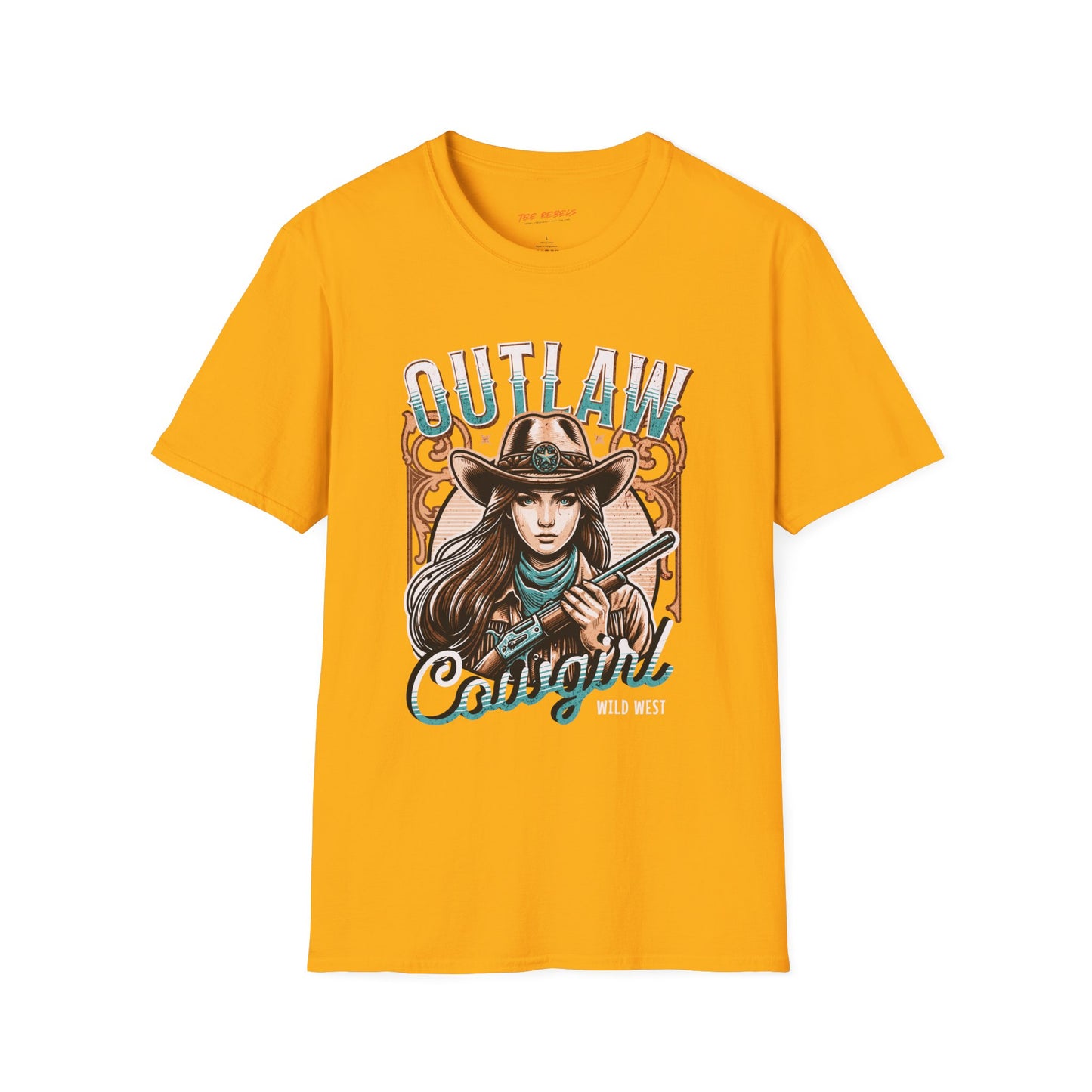 Outlaw Cowgirl Unisex Streetwear T-Shirt | Wild West Graphic T-Shirt | Western Graphic T-Shirt | Cowgirl Rebel Frequency