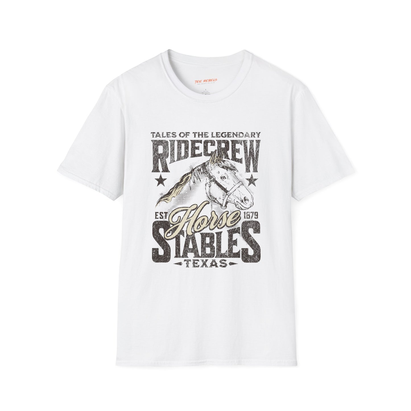 Ridecrew Stables Texas Unisex Streetwear T-Shirt | Horse Graphic T-Shirt | Horse Rebel Frequency