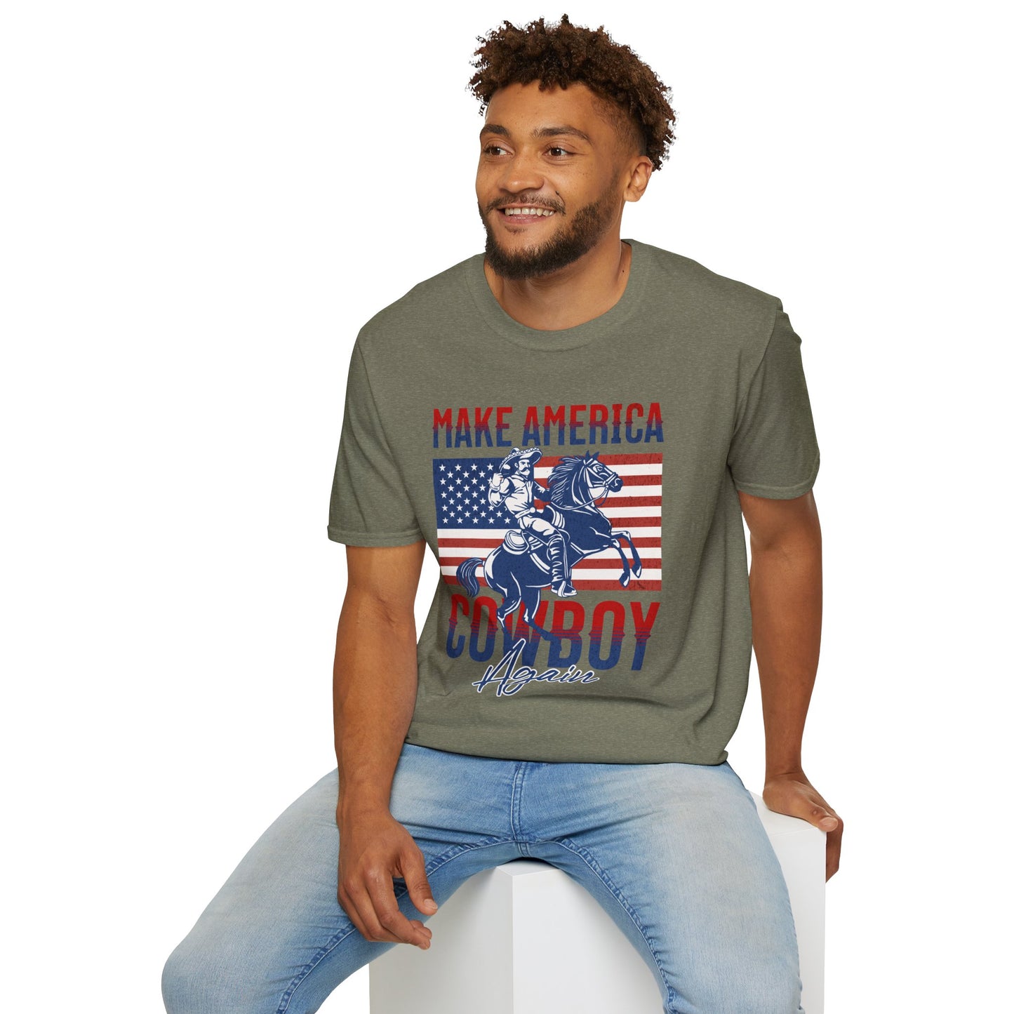 Make America Cowboy Again Unisex Streetwear T-Shirt | American Cowboy Graphic T-Shirt | Cowboy Rebel Frequency
