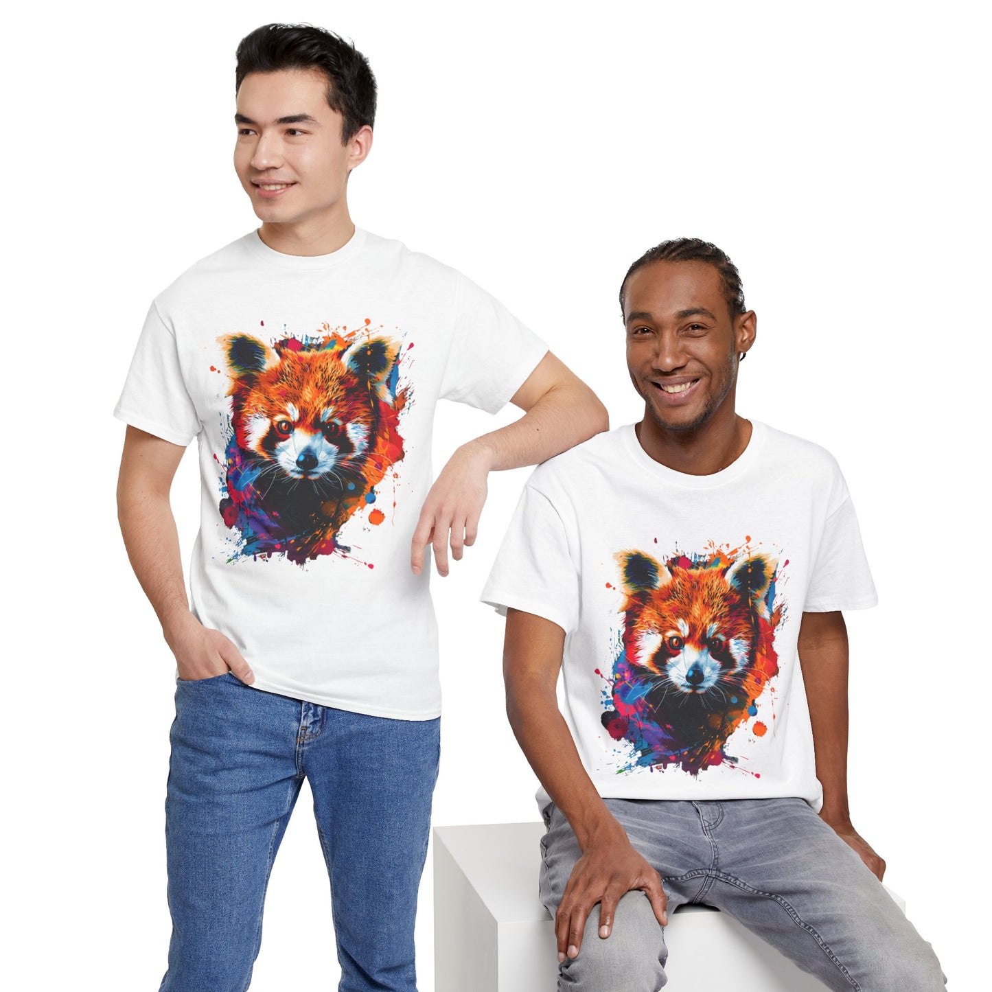 Colorful Red Panda Graphic Unisex Heavy Cotton Tee | Red Panda Rebel Frequency