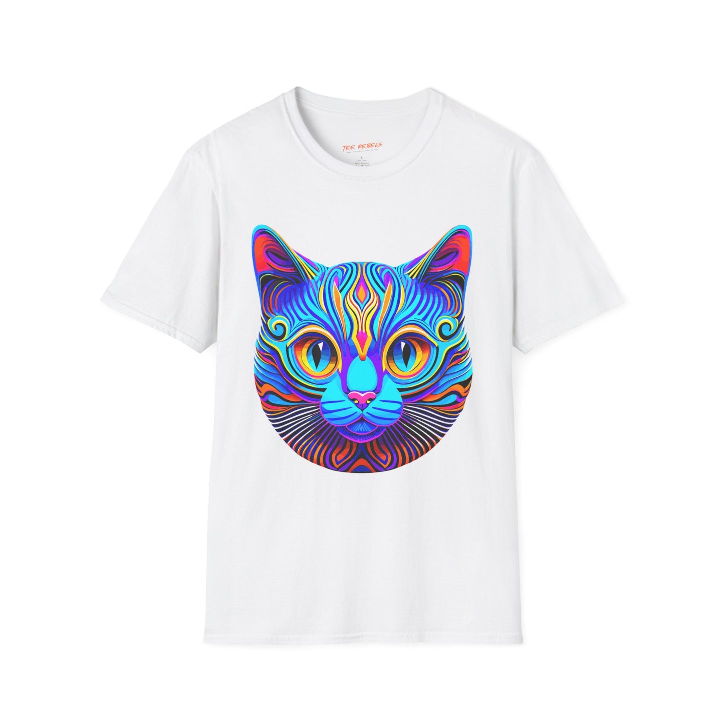 Psychedelic Synthwave Cat Unisex T-Shirt | Cat Rebel Frequency